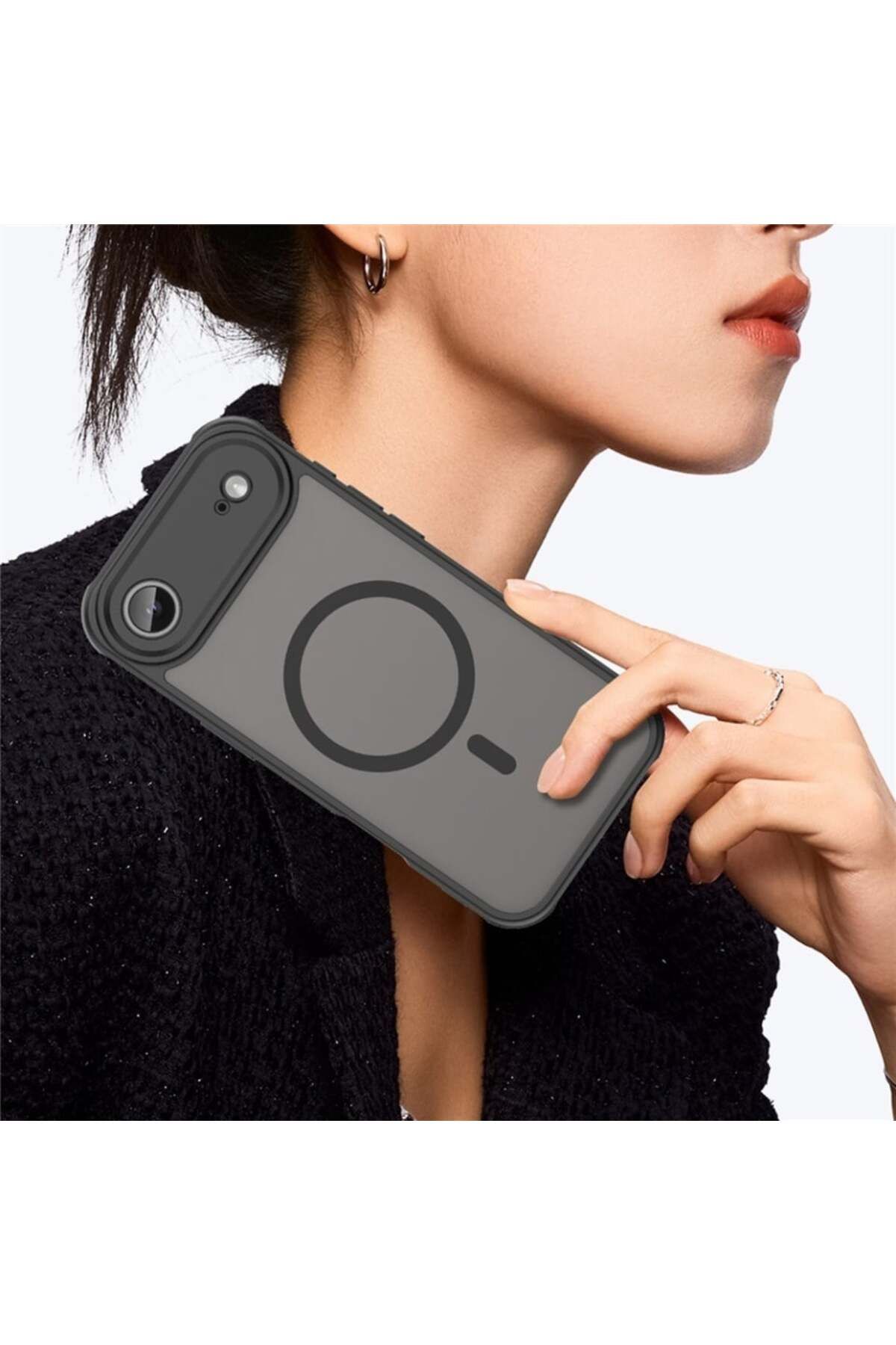 SKYDDAR INNOVATION-Husă pentru iPhone 17 Air, HaloFrost MagSafe II, rezistentă la șocuri, set cu autocolant, neagră 5