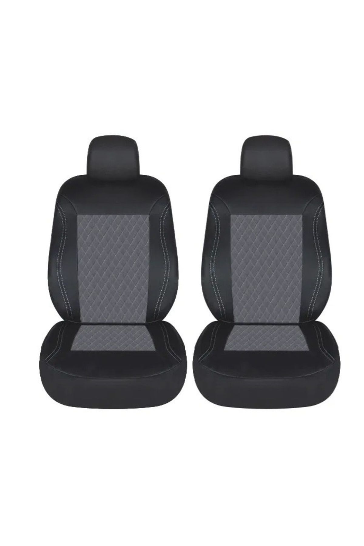 CED AUTO TRADE-Set 1+1 Huse auto pentru scaune față universale, negru cu gri, material textil 1