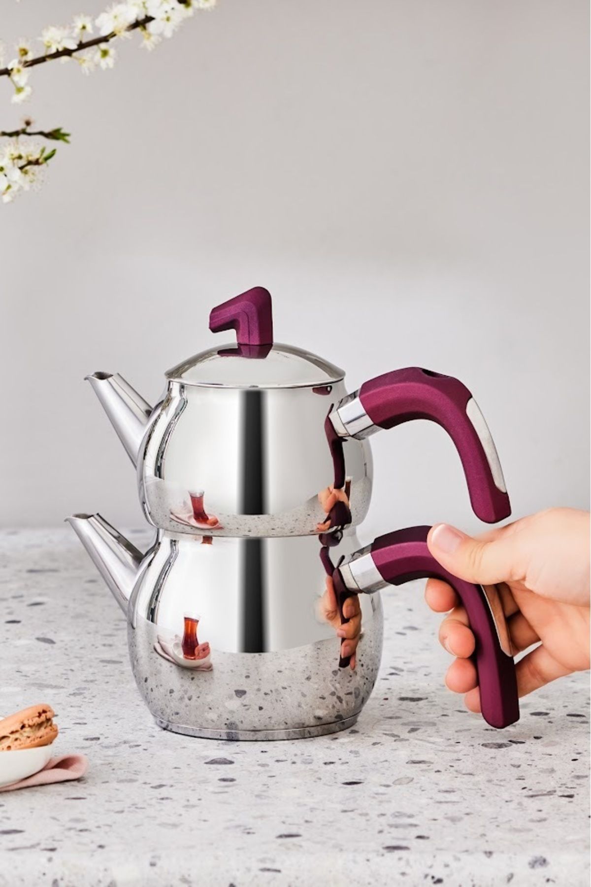 Karaca-Plum Viola Induction Based Midi Teapot Set 2