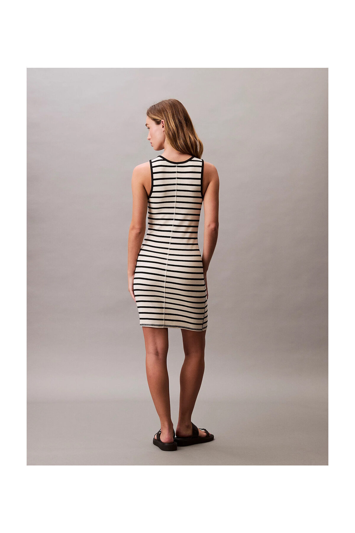 Calvin Klein-SL-KLEID AUS BAUMWOLLE MIT RIB-STREIFEN 3