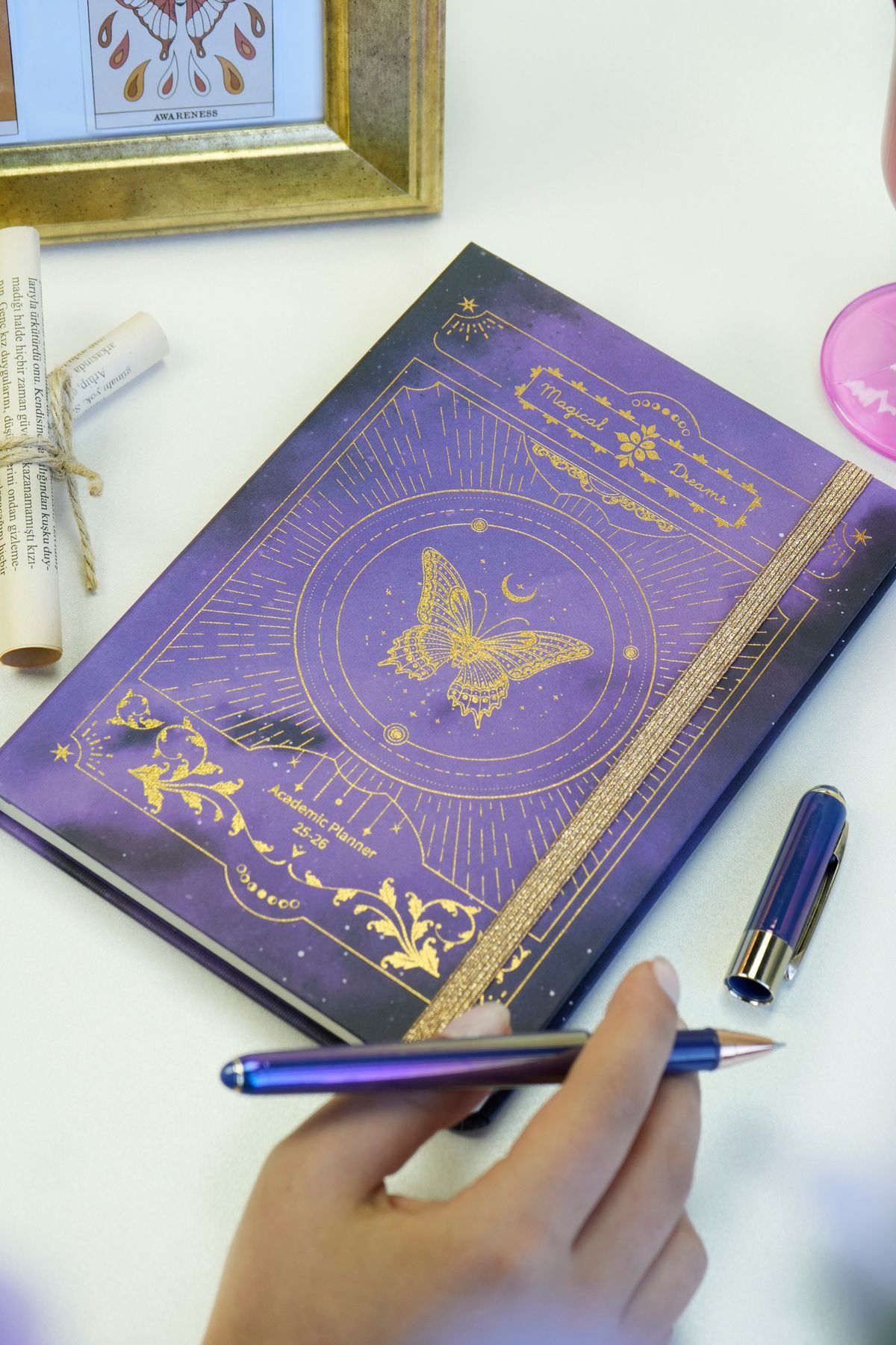 Victoria's Journals Sert Kapak A5 Akademik Ajanda 2025-2026. 100 gr. Kalın Ivory kağıt. Lastikli- Stellar Bloom