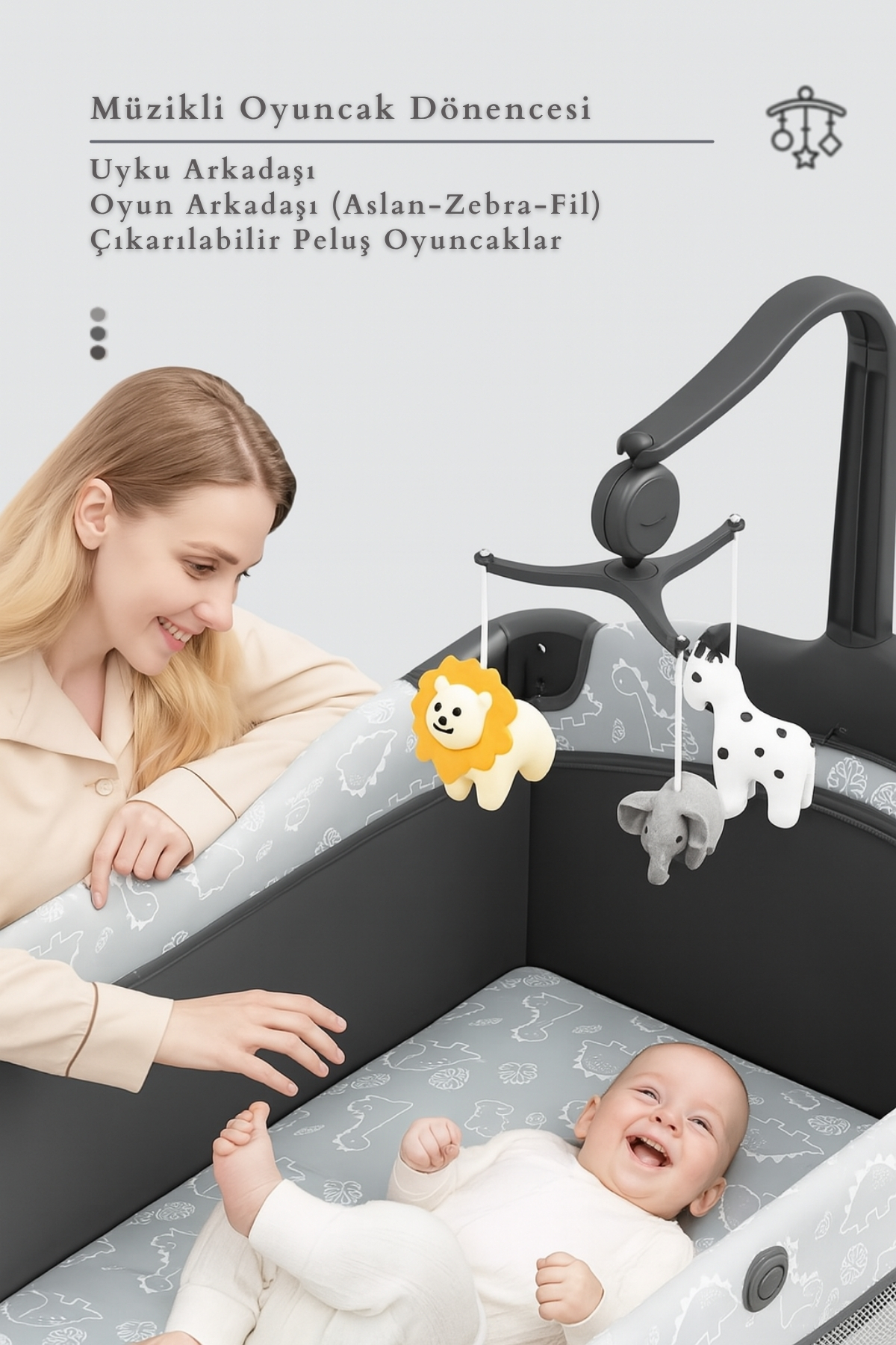 Kiwi Wild 3in1 Anne Yanı Park Yatak Katlanır Beşik, Tekerlekli, Yan Açılır fotoğrafı 5 (önizleme)