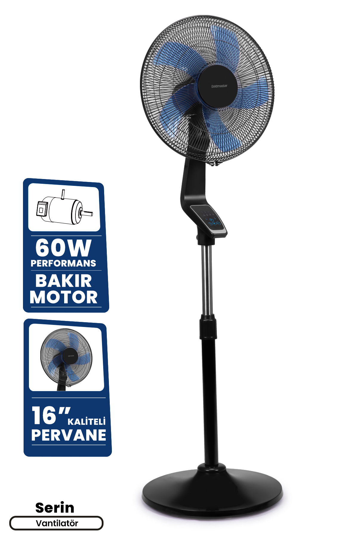 GOLDMASTER Serin Bakır Motorlu Yatay Salınımlı Hız Ve Zaman Ayarlı Uzaktan Kumandalı Ayaklı Vantilatör GM7936