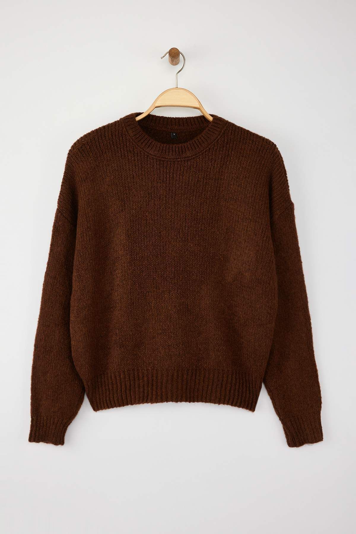 Trendyol Collection-Кафяв широк плетен пуловер с мека текстура TWOAW23KZ00185 6