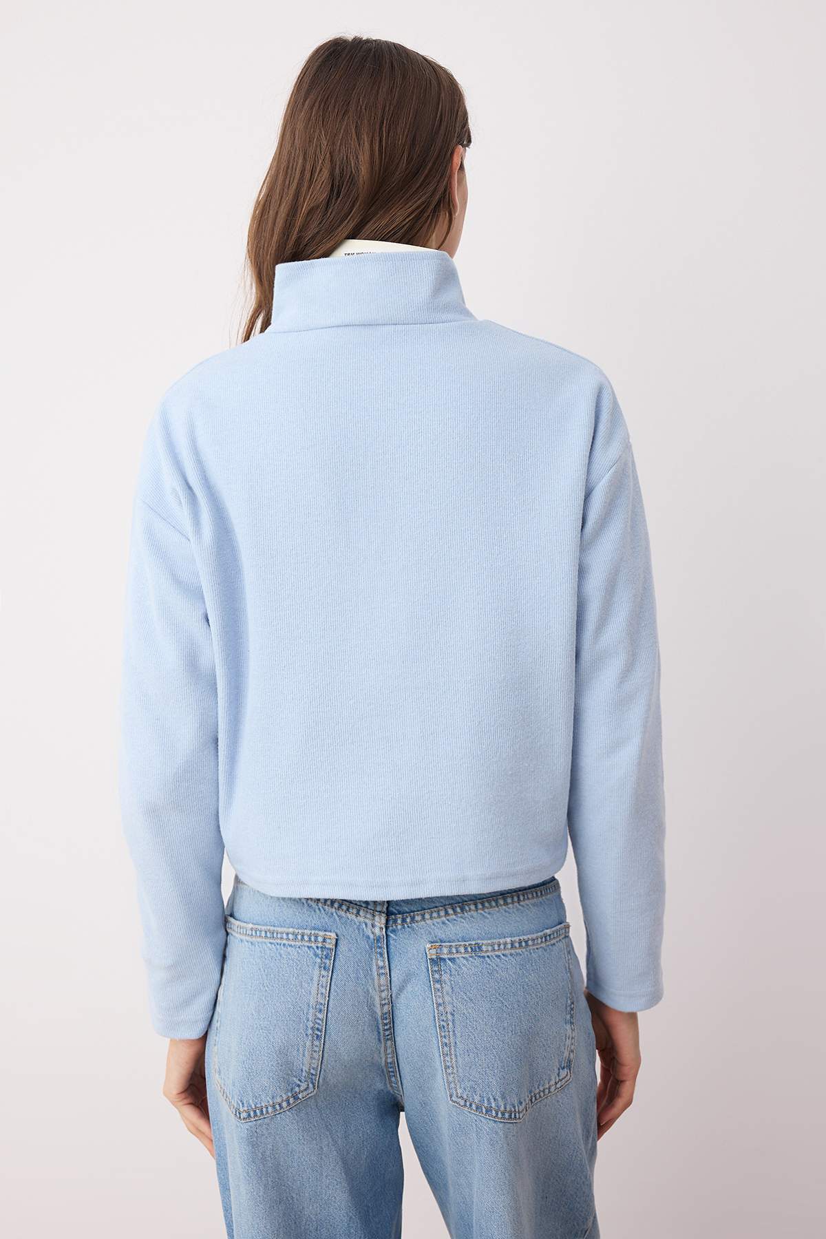 Trendyol Collection-Blue Thessaloniki/плетен суичър с яка с цип и стандартна кройка TWOAW22SW0732 4