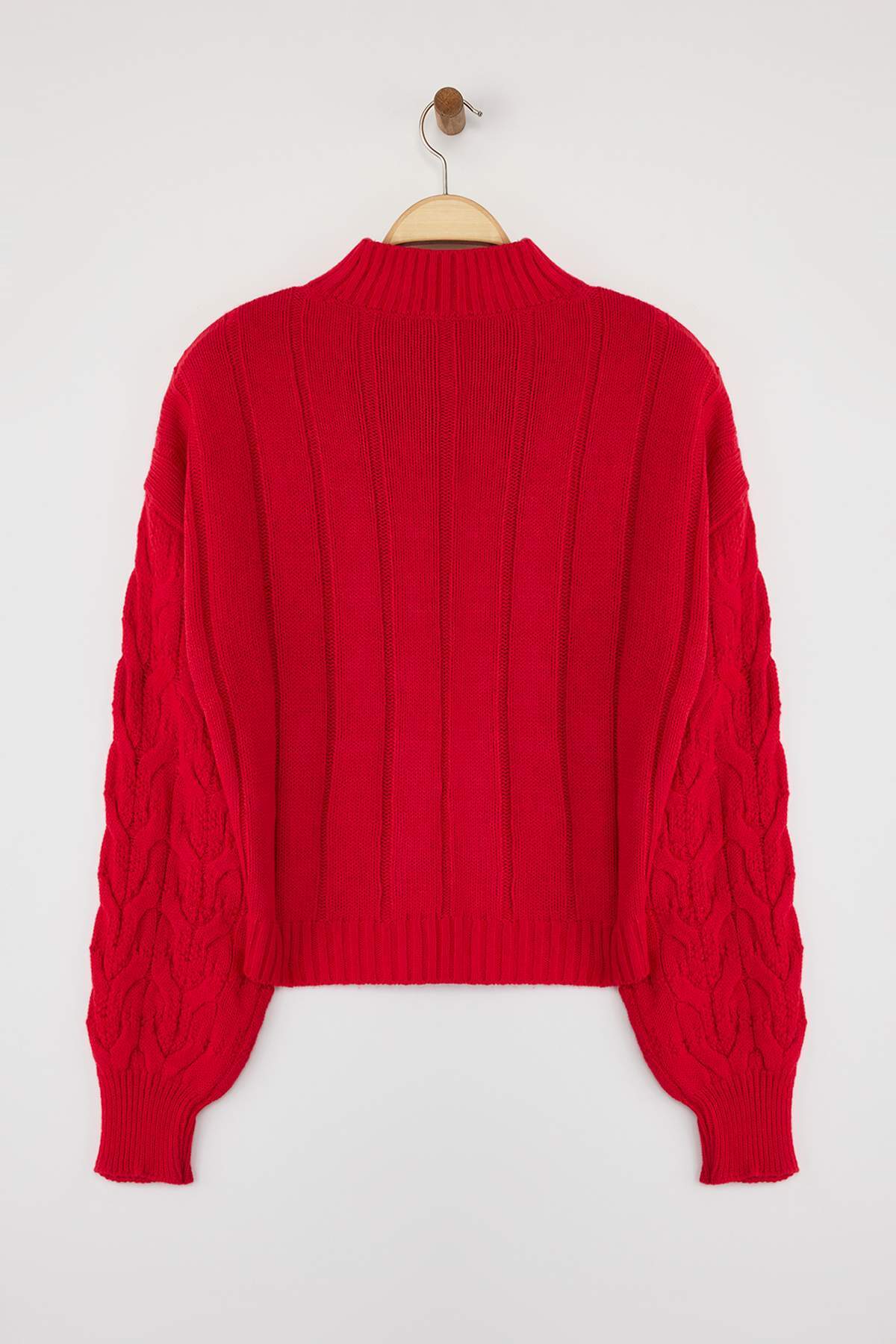 Trendyolmilla  Kırmızı Crop Dik Yaka Triko Kazak TWOAW22KZ1634 - Görsel 7