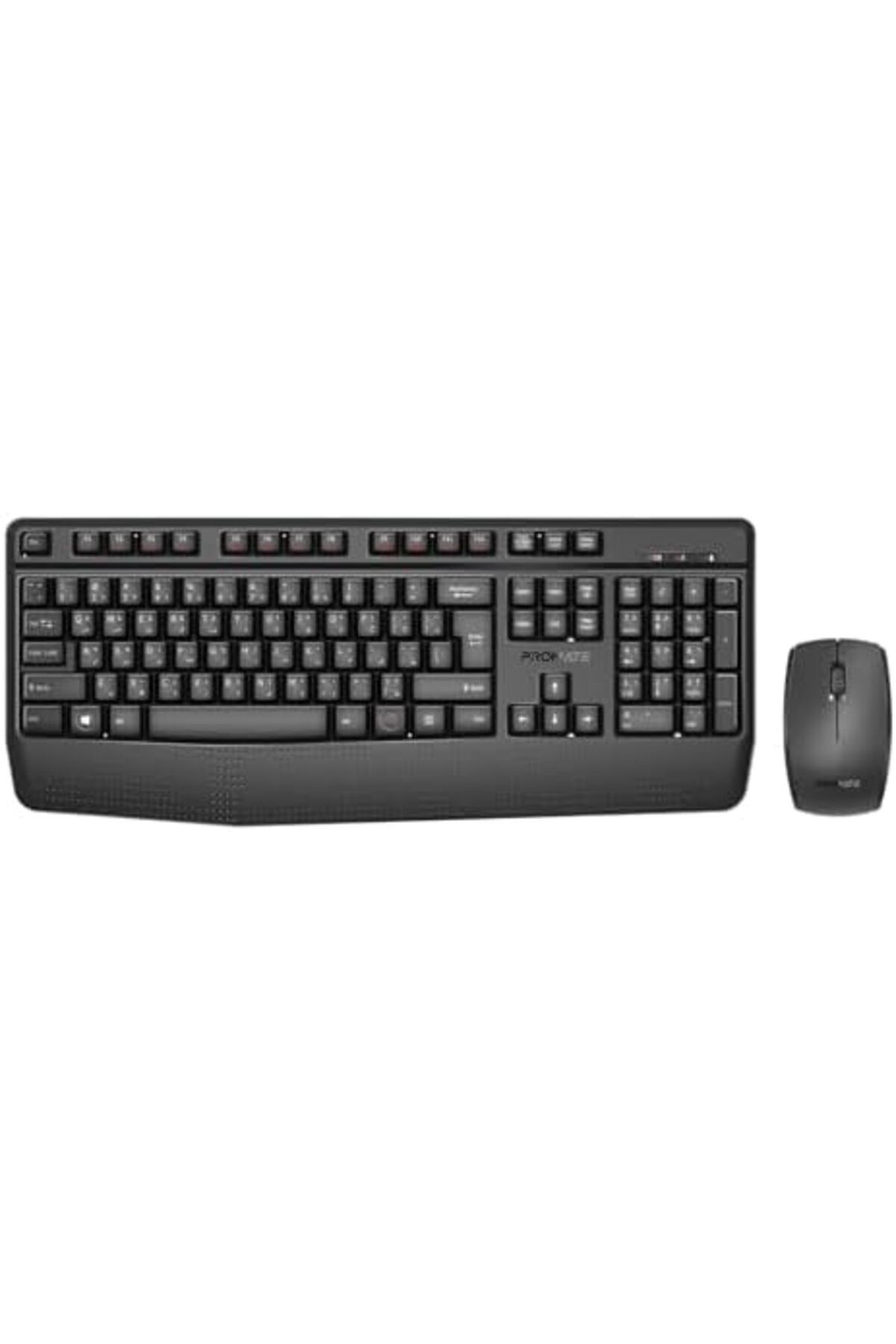 Promate-Wireless Keyboard and Mouse Combo, 2.4GHz Wireless with Built-In Palm Rest, Multi-Grip 1200 2