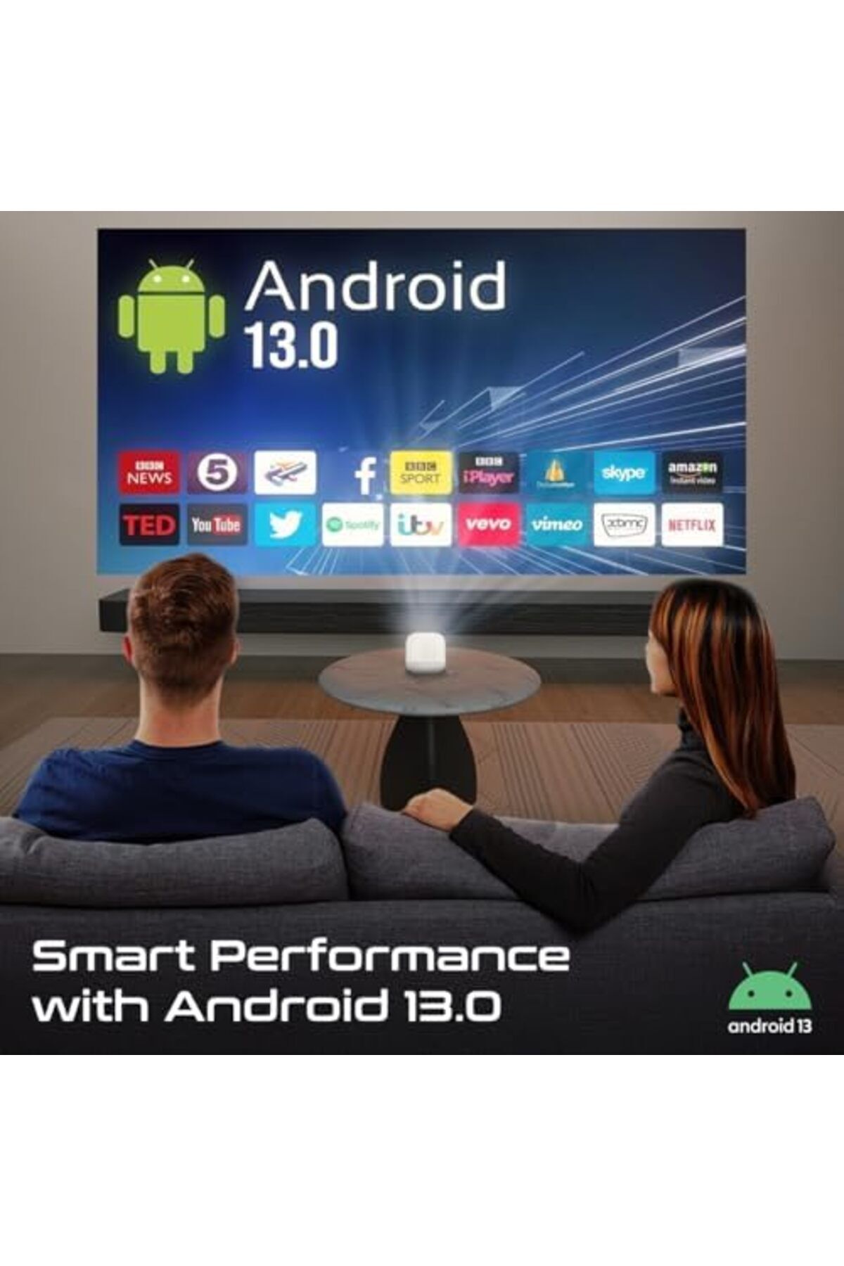 Promate-Portable Projector with HD Resolution, 4K Support, Wireless Screen Sharing, Built-In Speaker 7