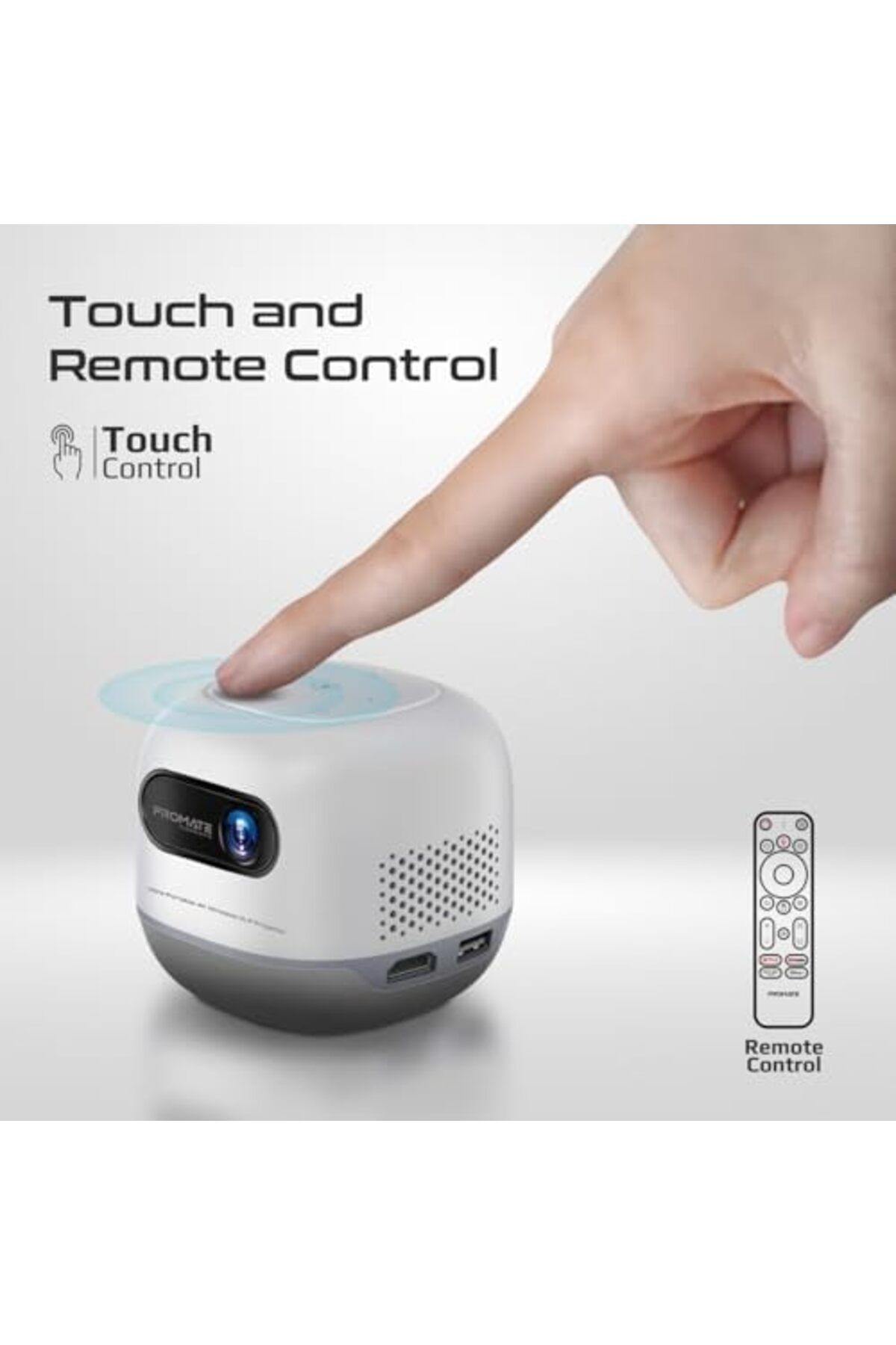 Promate-Portable Projector with HD Resolution, 4K Support, Wireless Screen Sharing, Built-In Speaker 8