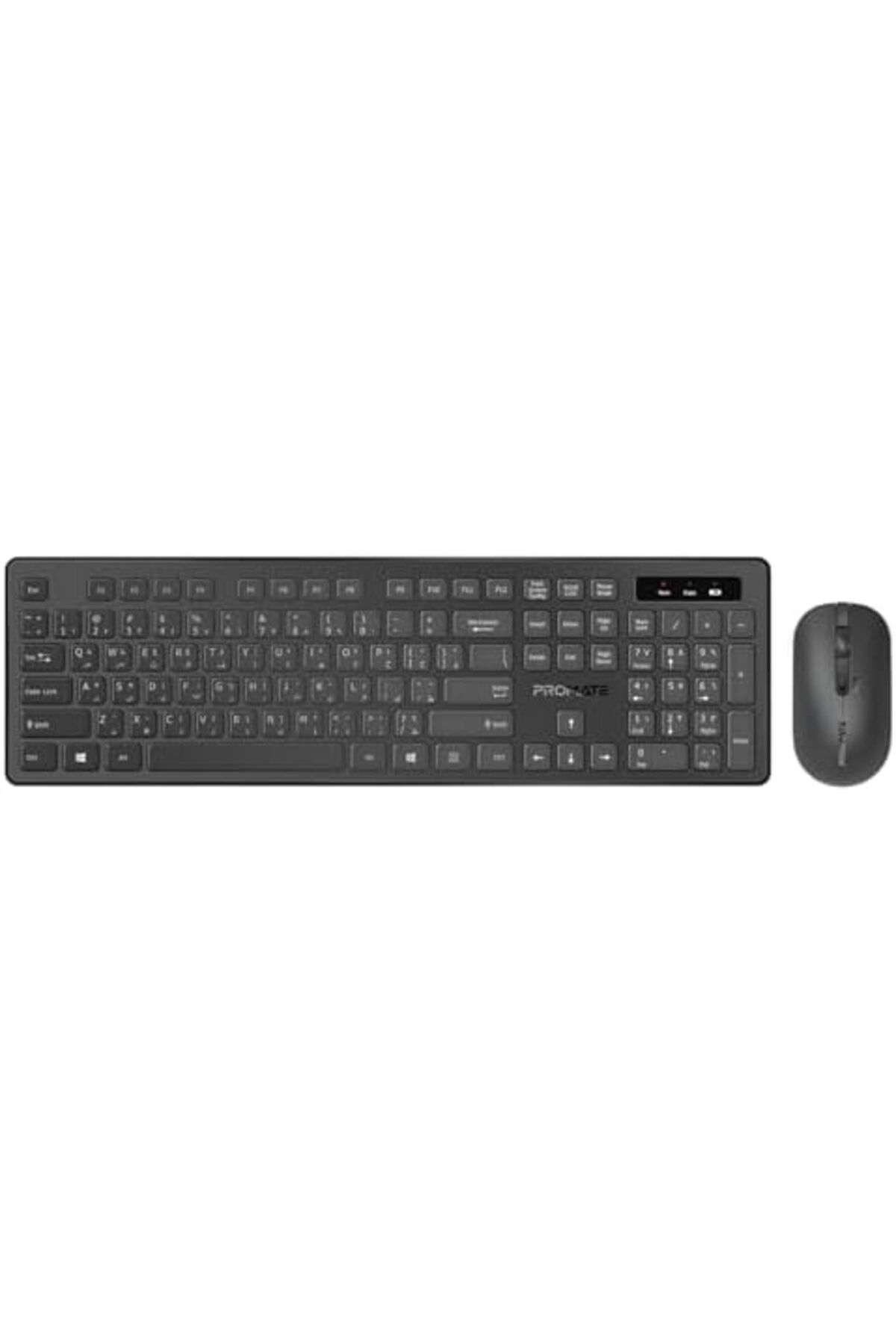Promate-Wireless Keyboard and Mouse Combo, Slim Full-Size 2.4Ghz Wireless Keyboard with 1600 DPI Amb 2