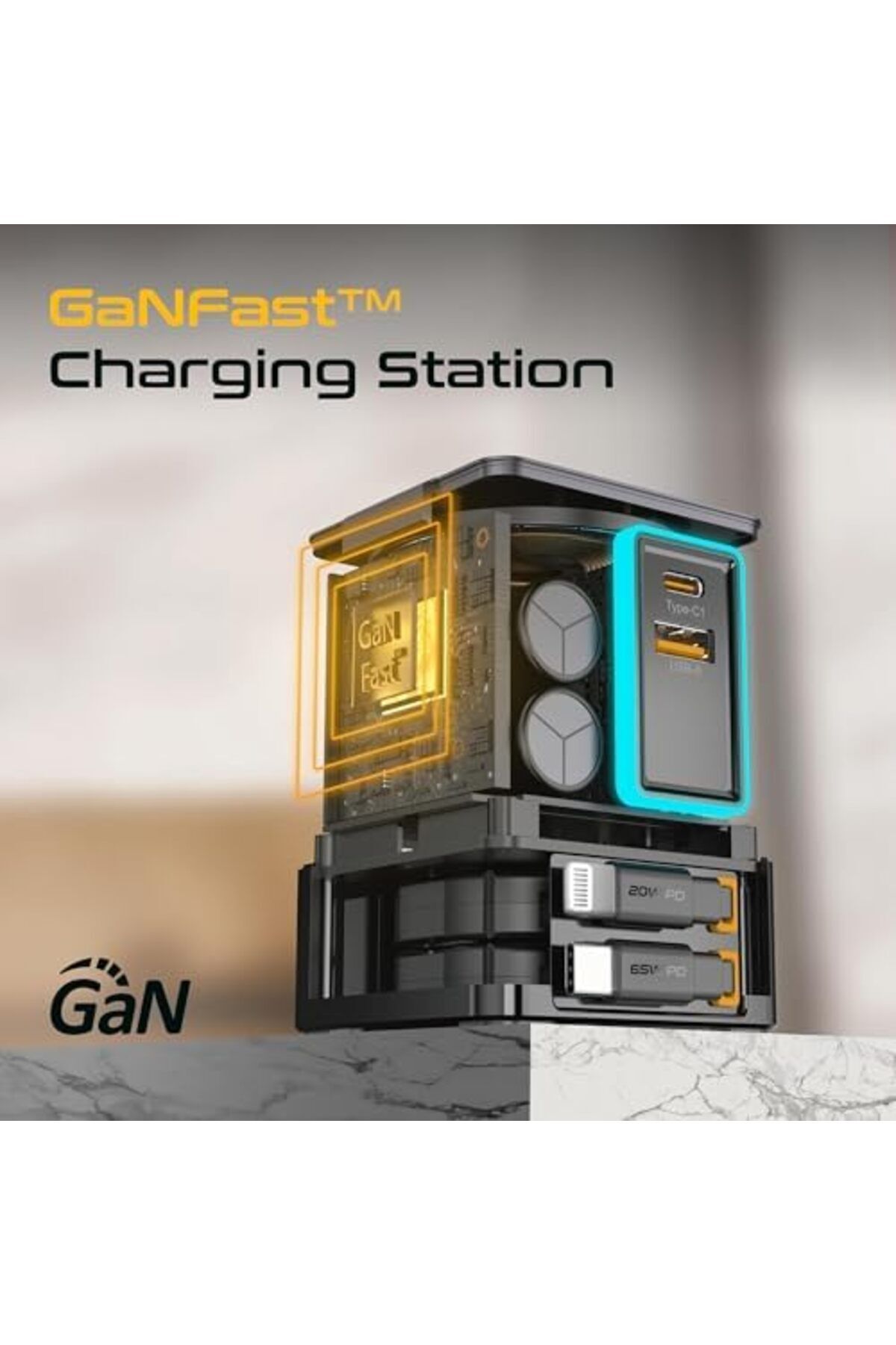 Promate-6-in-1 GaNFast Charging Station With 105W Total Output, 15W MagSafe Wireless Charger, 65W Re 6