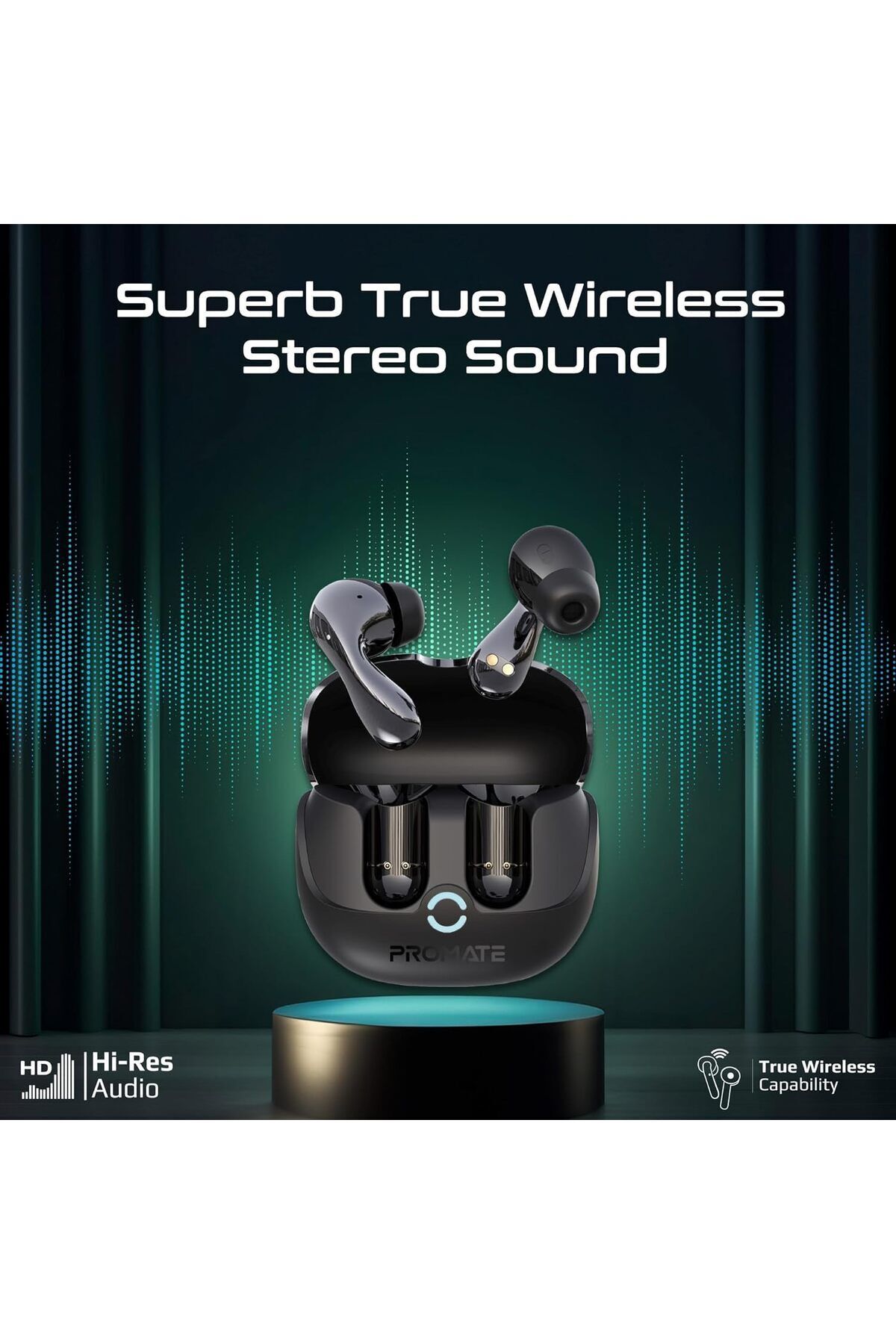 Promate-True Wireless Earbuds with Active Noise Cancellation (ANC) and Environmental Noise Cancellat 3
