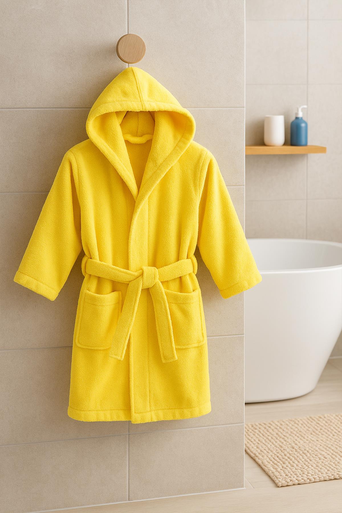Ender Home CottonVerse Genç & Çocuk Kapşonlu Bornoz – %100 Pamuk, Unisex fotoğrafı 3 (önizleme)