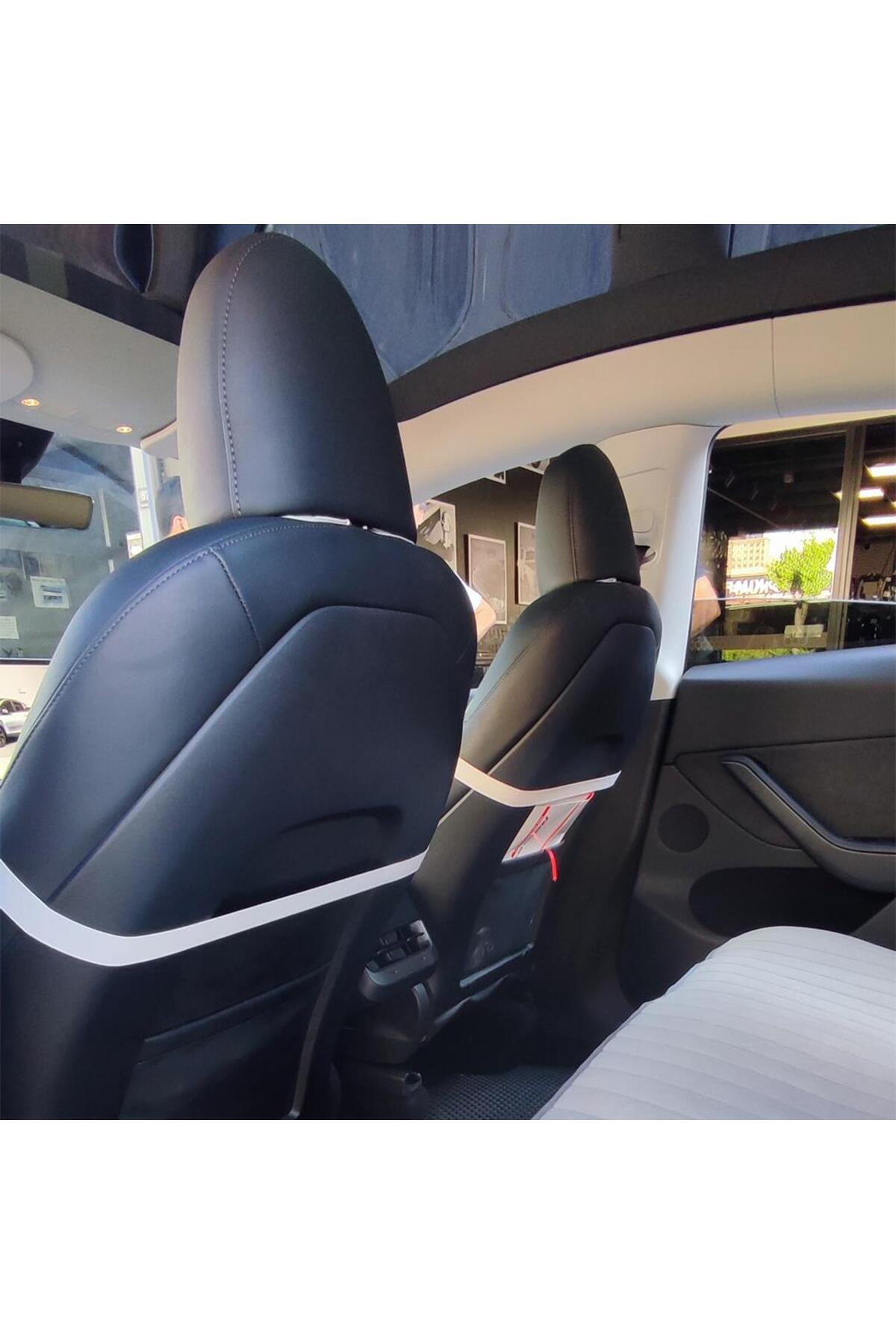 Bod Tesla Model Y Tay Tüyü Cepli Oto Koltuk Koruyucu Kılıf Iyon Serisi Gri 2020-2024 fotoğrafı 3 (önizleme)