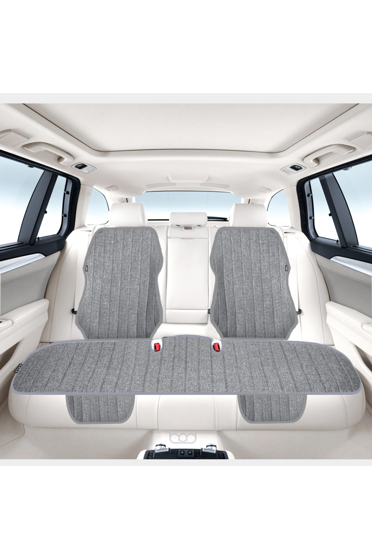 Bod Nysa Serisi Keten Oto Koltuk Koruyucu Minder Ön Arka Set Gri fotoğrafı 3 (önizleme)