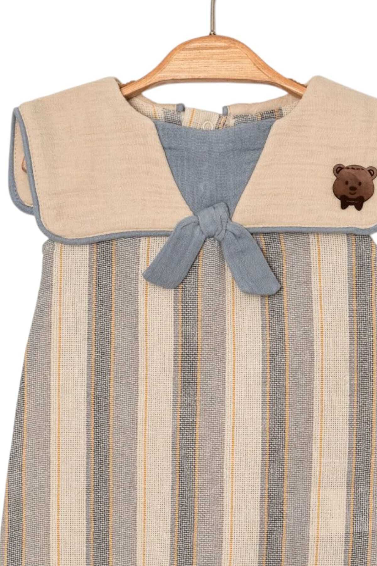 dinamik çocuk-Baby/Child Teddy Bear Cape Collar Raw Linen Fabric Jumpsuit Summer Sleeveless 0-3-6-9-12 Months 6