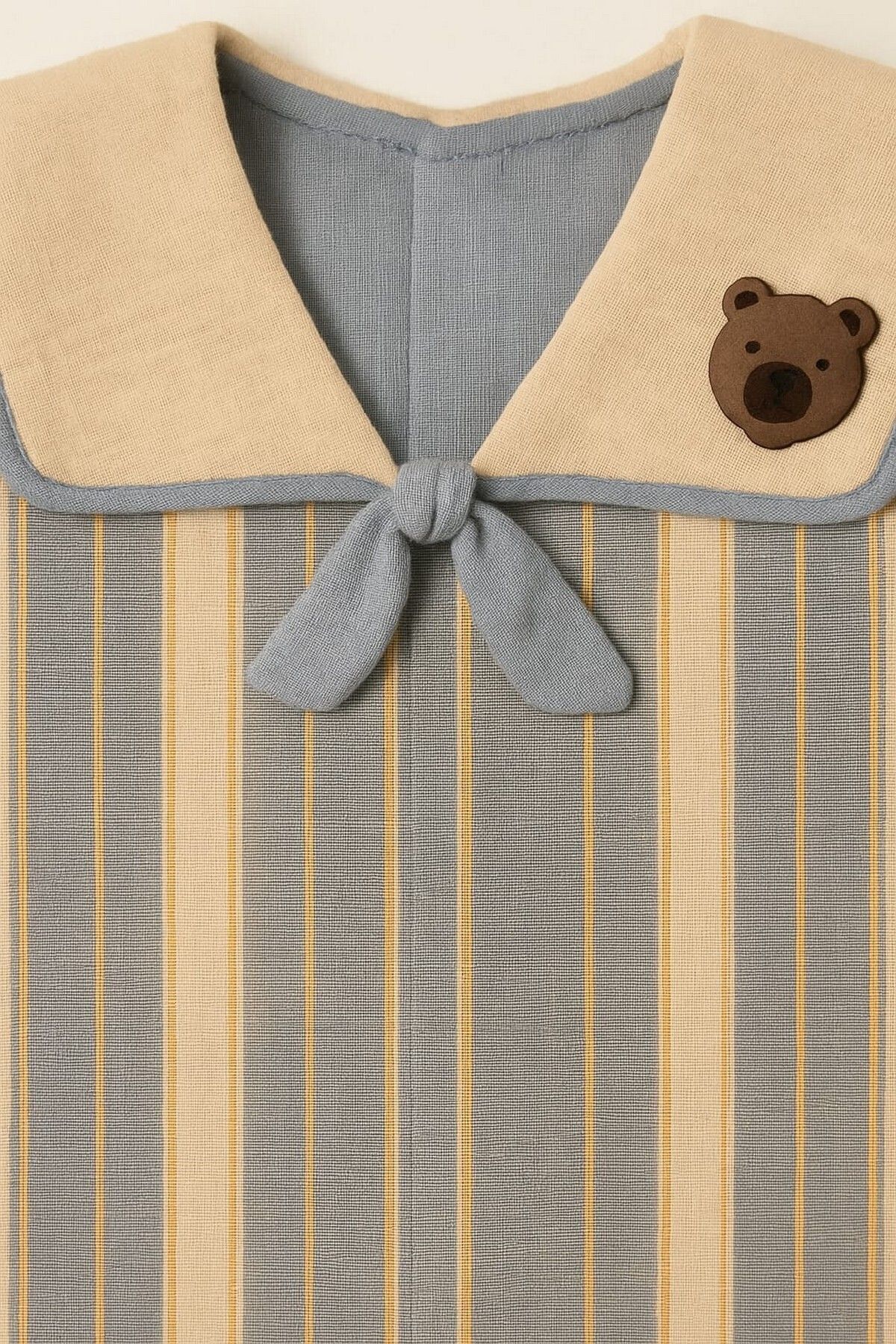 dinamik çocuk-Baby/Child Teddy Bear Cape Collar Raw Linen Fabric Jumpsuit Summer Sleeveless 0-3-6-9-12 Months 4