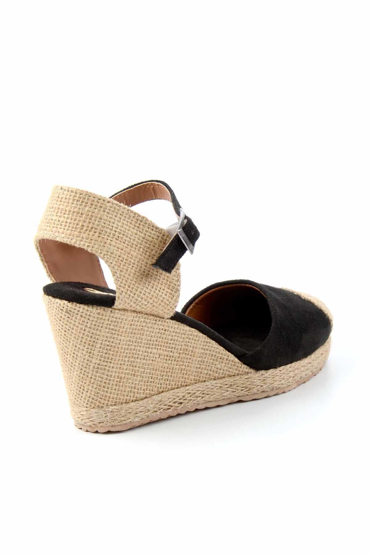 Bambi-Schwarze Damenschuhe mit Keilabsatz K01874055565 4