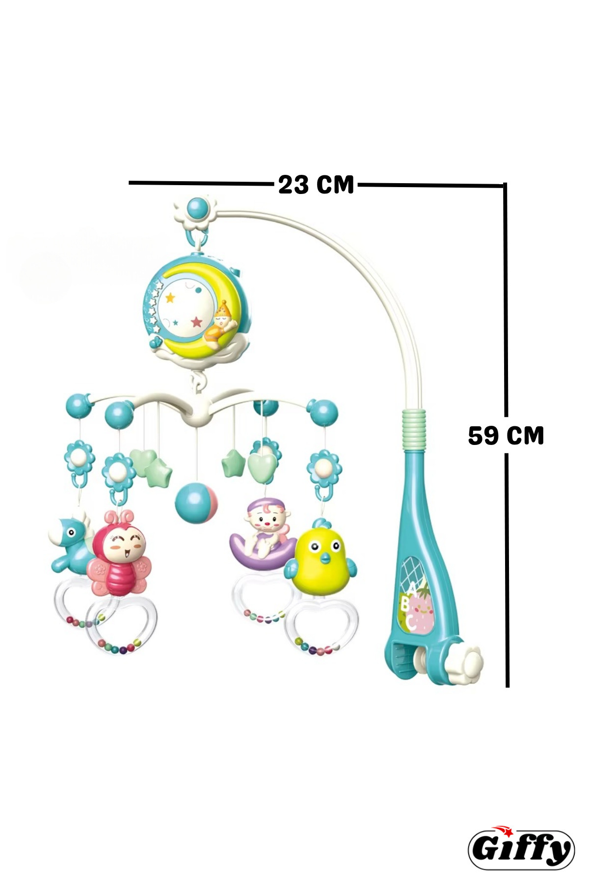 giffy Pilli Işıklı Müzikli Projektörlü Uzaktan Kumandalı Sabitlenir Dönence Çıngıraklı Bebek Yatıştırıcı fotoğrafı 3 (önizleme)