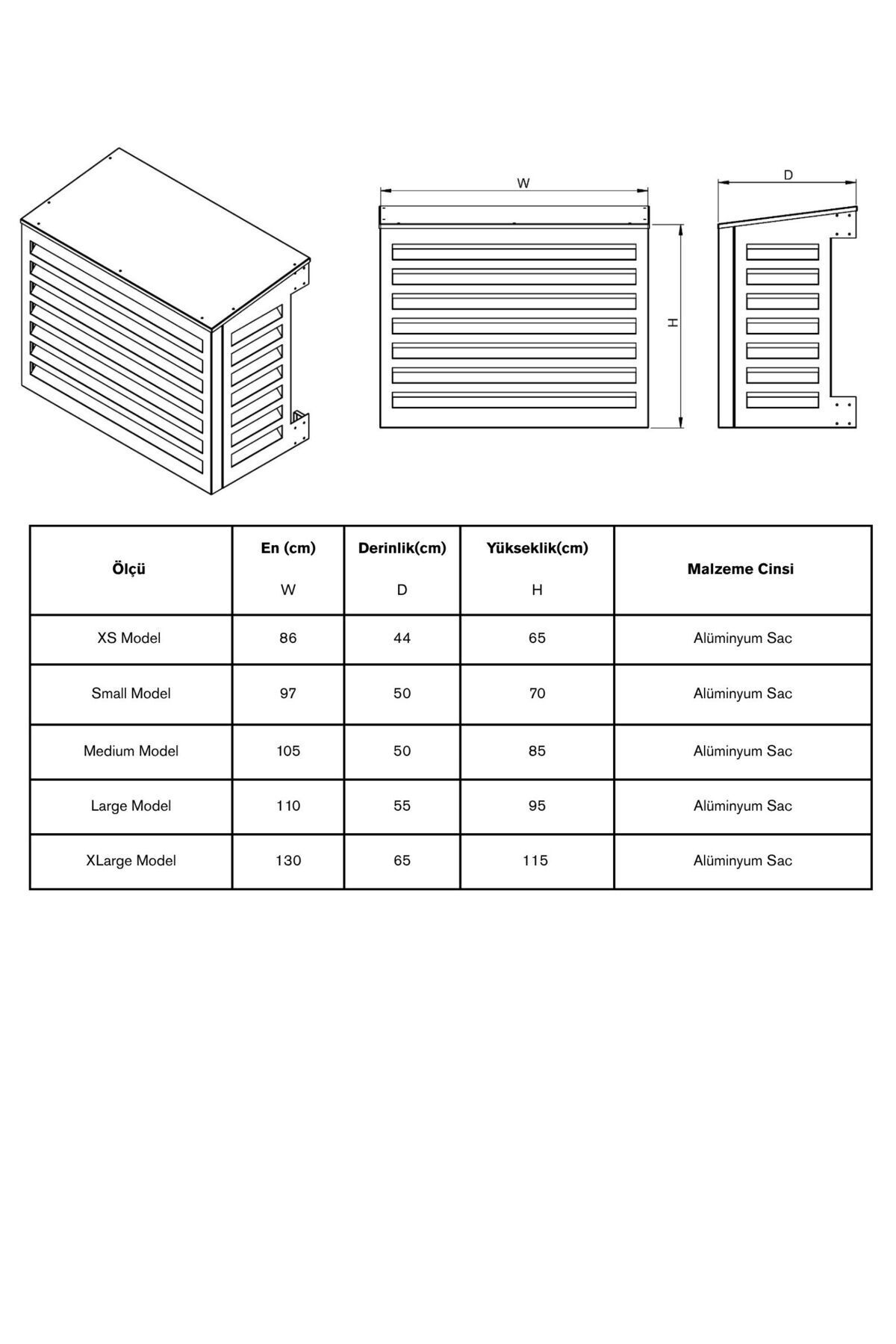 LICCIA Alüminyum Klima Motoru Gizleme Kafesi 24000 BTU 110x56x85