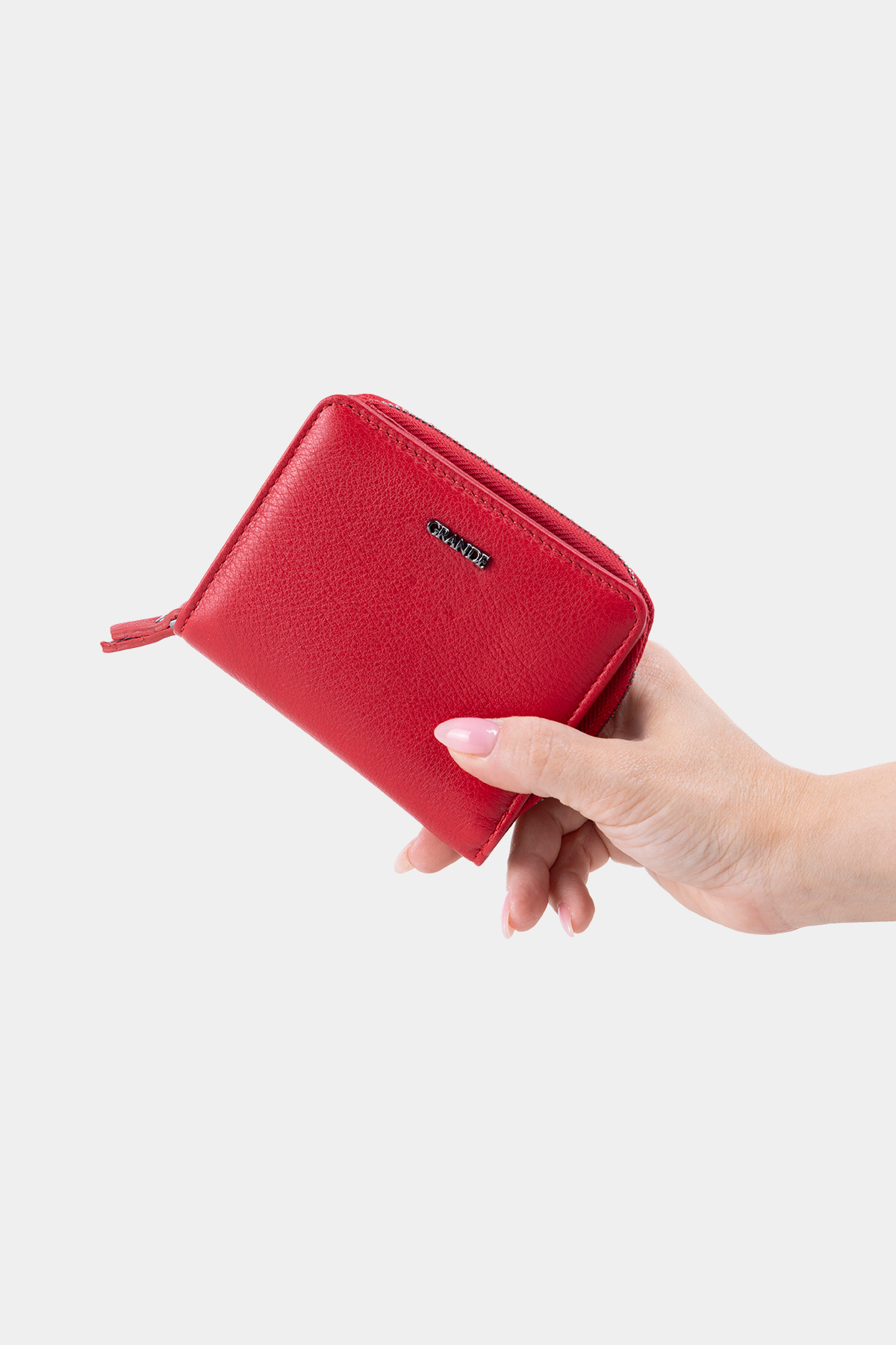 2822 Genuine Leather Women's Wallet with Horizontal Snap Fastener Arsel Red