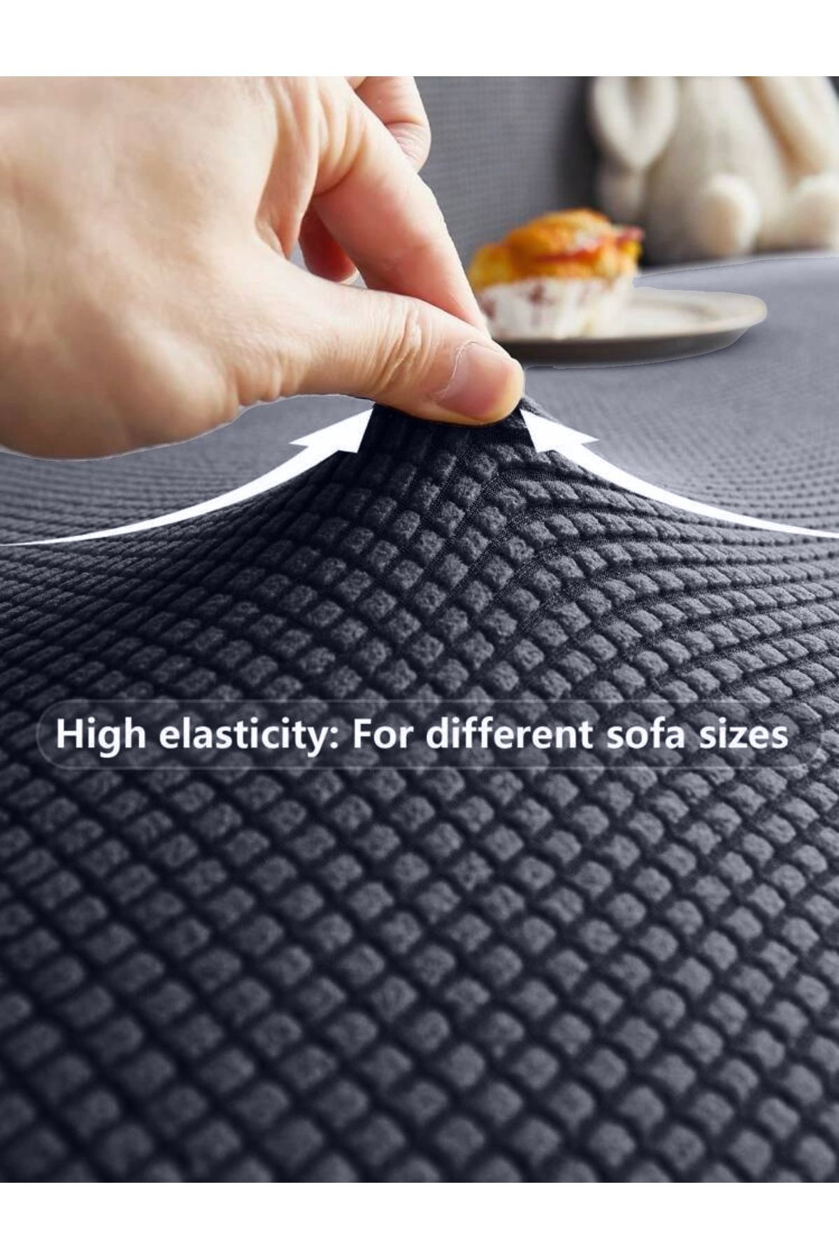 uzhanem-Lycra Stretch Elastic Ευέλικτο που πλένεται τετράγωνο σχέδιο Κάλυμμα τριών ατόμων Κάλυμμα καθίσματος 4
