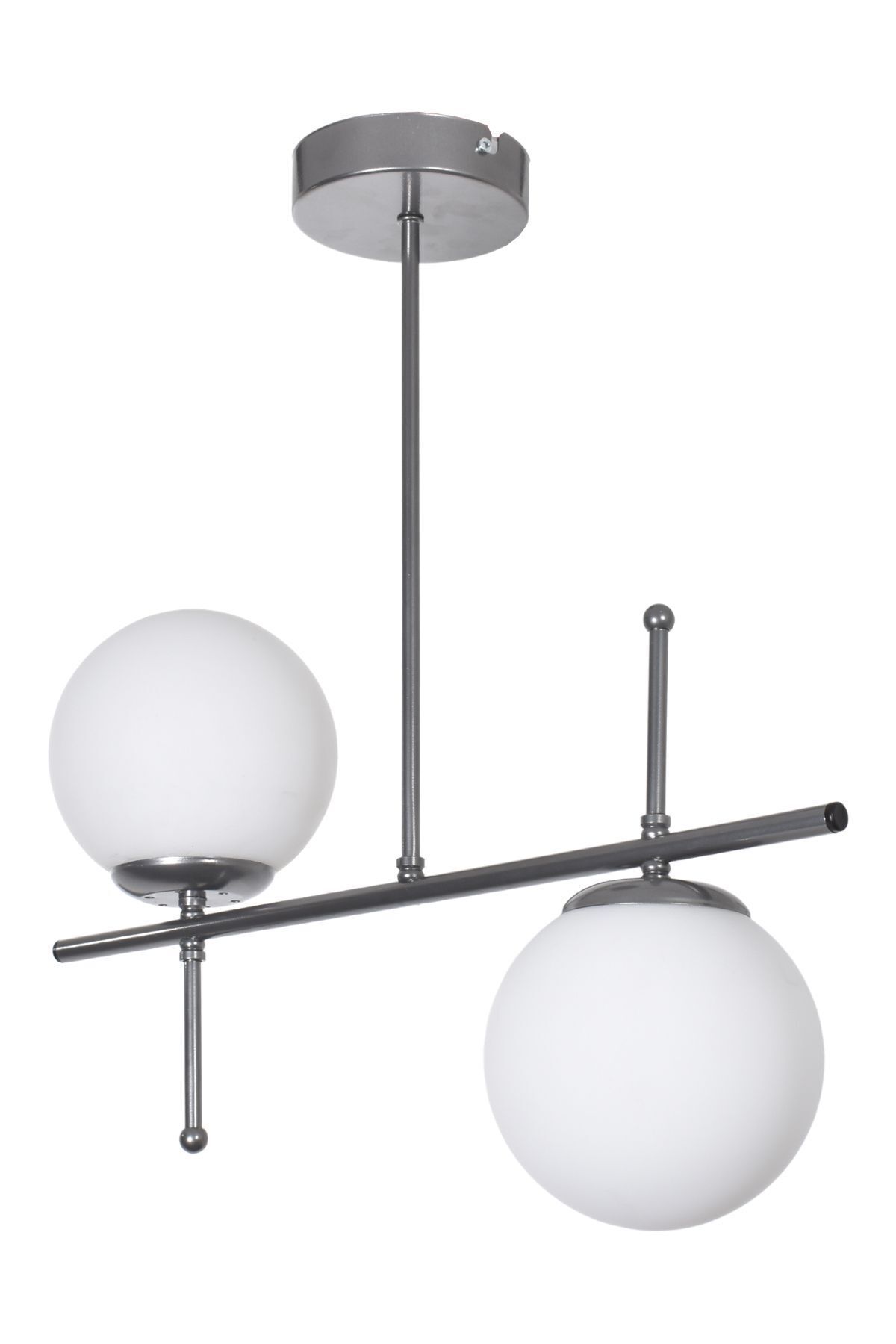 Modavize-Feris Grey-White Glass 2-Piece Chandelier - Modern Living Room Kitchen Bedroom 3