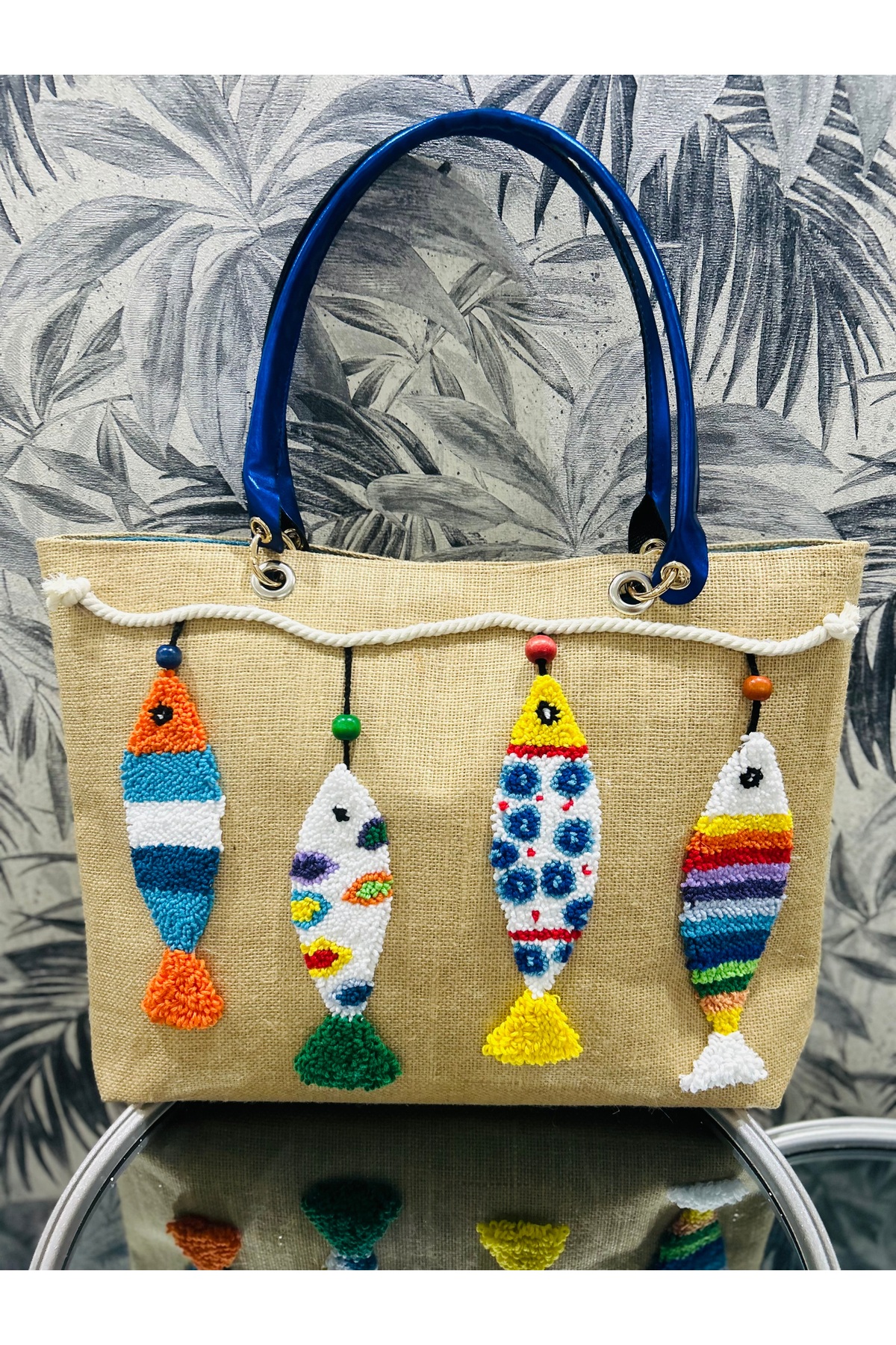 ozdesendesign Punch Jüt Plaj Çantası görsel 2