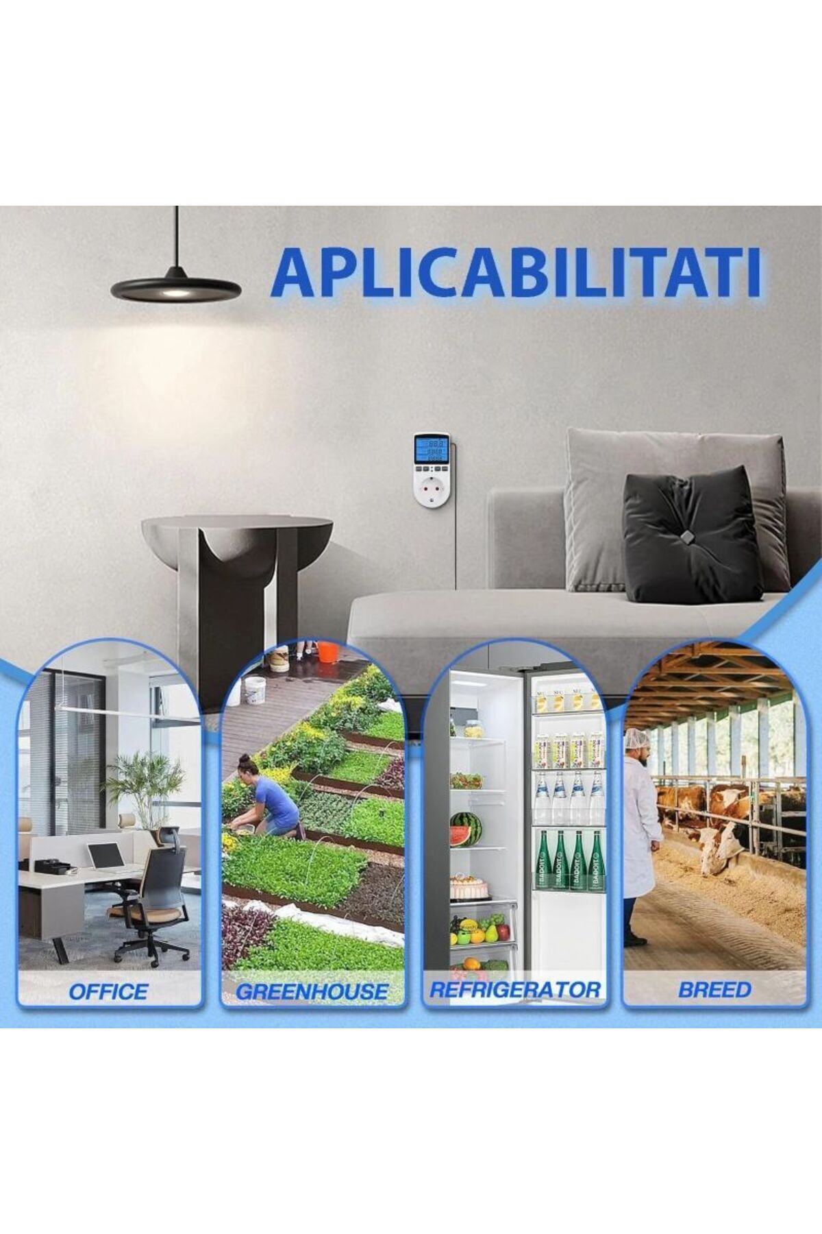 miraza-Thermostat Socket, Illuminated Display, Programmable, Air Conditioning Automation, Temperature Probe 1.7M 4