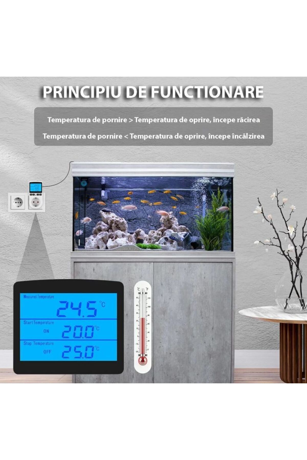 miraza-Thermostat Socket, Illuminated Display, Programmable, Air Conditioning Automation, Temperature Probe 1.7M 3