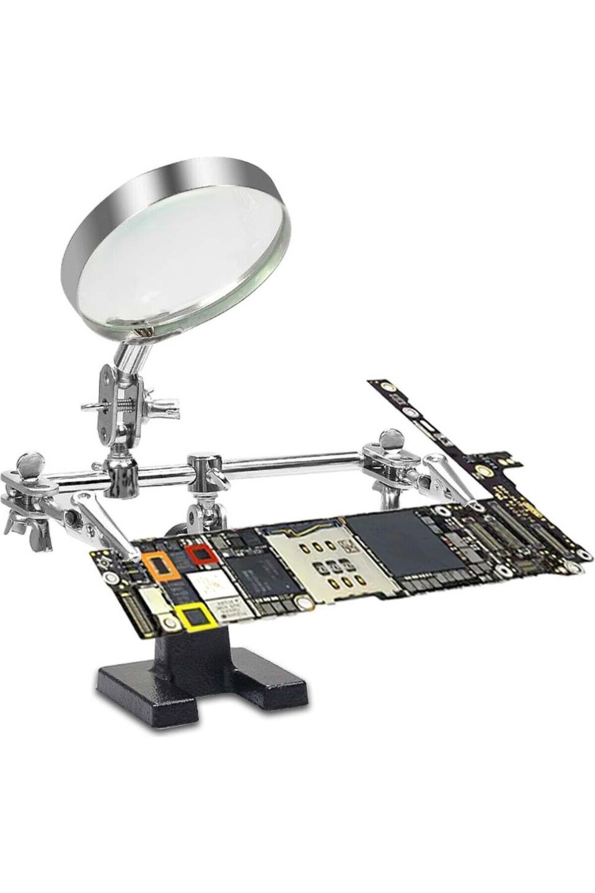 harry Mercekli Kart Tutuculu 3. El Büyüteçli Kıskaçlı Masa Üstü Havya Lehim Tuatacağı Standı-Havya Sehpası