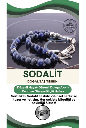 OSMANLI DEĞERLİ TAŞ Sertifikalı Sodalit Doğal Taş Tesbih T185