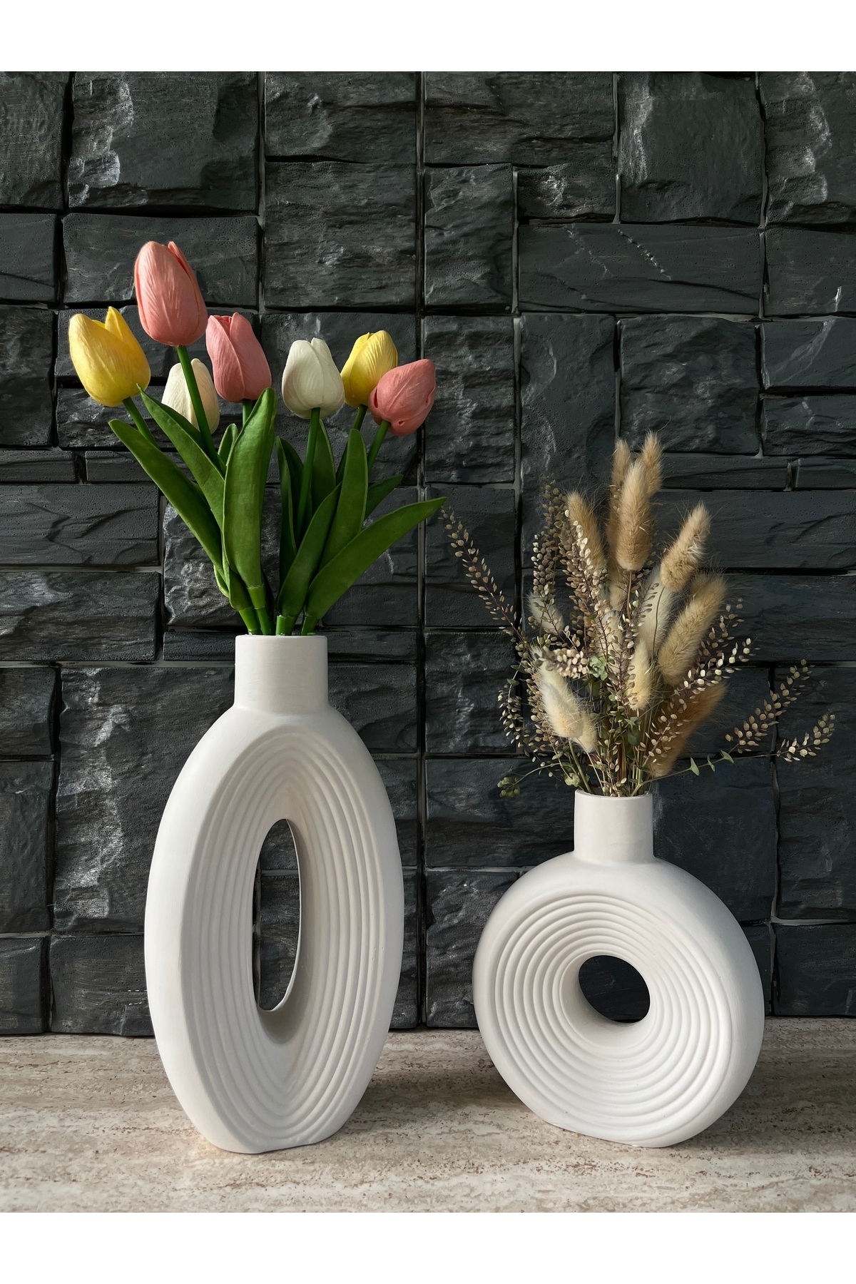 Bohemian Style BEIGE SCANDINAVIAN 2-Piece Large Size Vase Gift Pinterest Pampas Decorative Item QUALITY