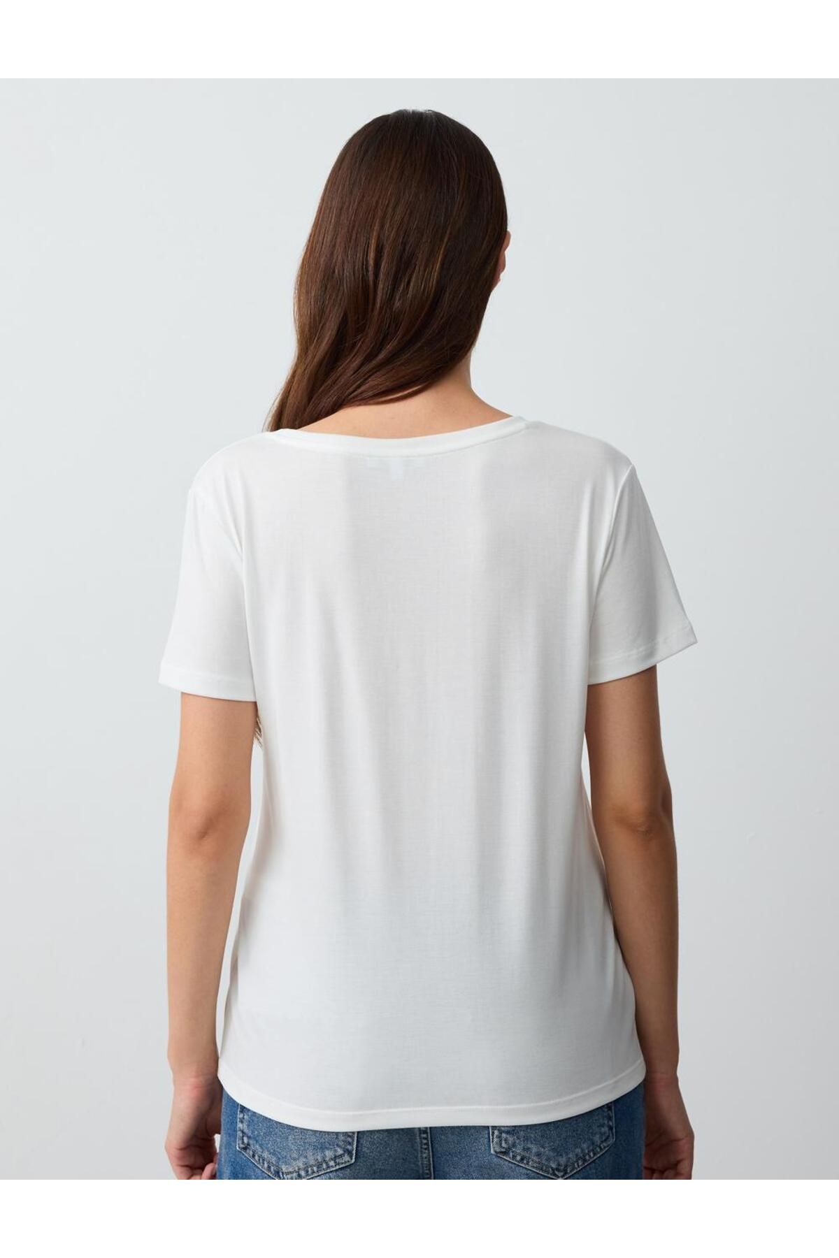 Jimmy Key-White V-Neck Short Sleeve Knitted Modal T-Shirt 5