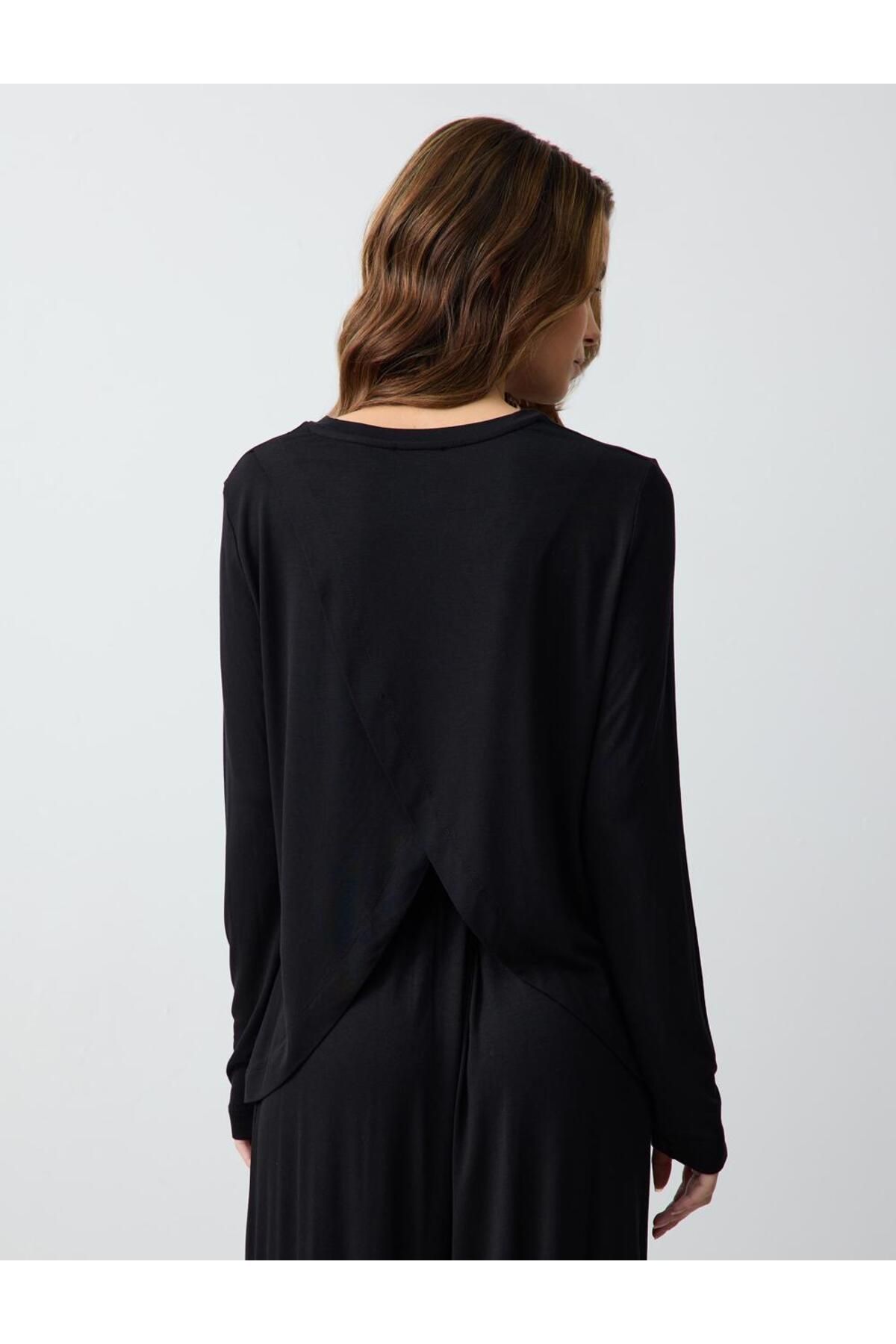 Jimmy Key-Black Crew Neck Long Sleeve Modal Knitted Sweatshirt 6