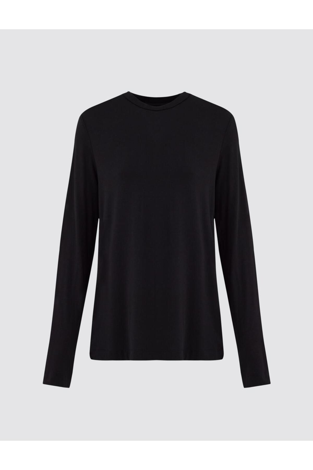 Jimmy Key-Black Crew Neck Long Sleeve Modal Knitted Sweatshirt 7