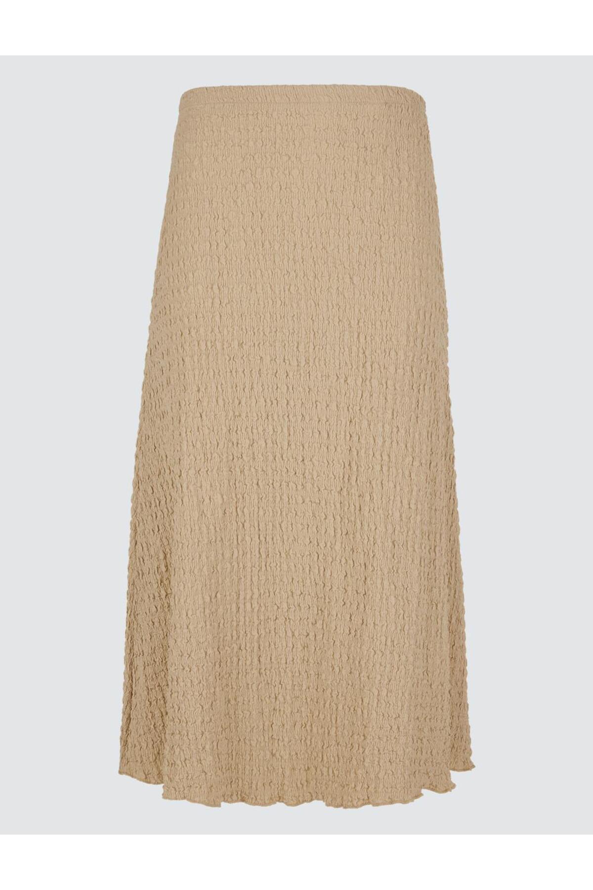 Jimmy Key-Beige Textured Midi Skirt 7