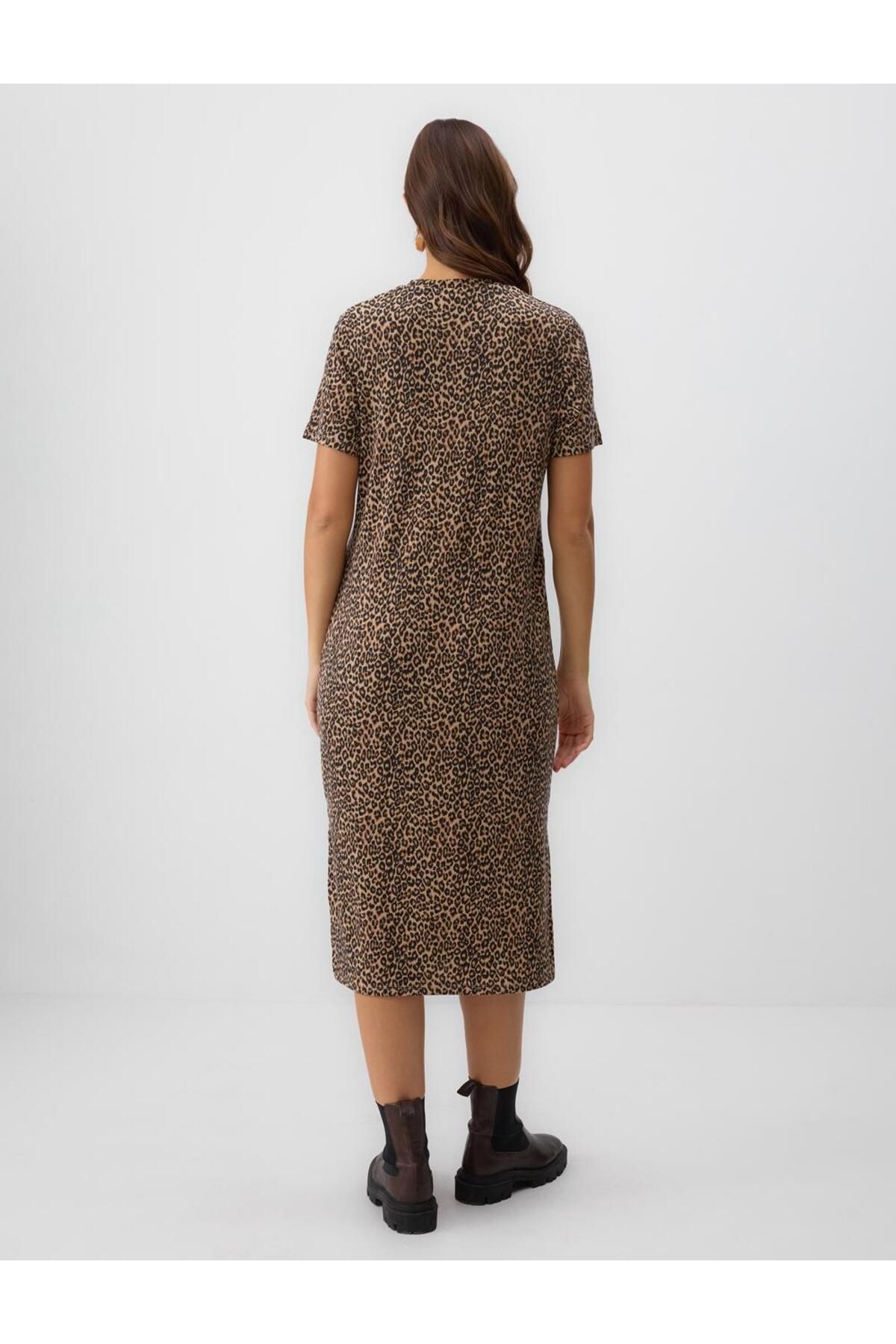 Jimmy Key-Print Straight Cut Crew Neck Short Sleeve Knitted Dress 6