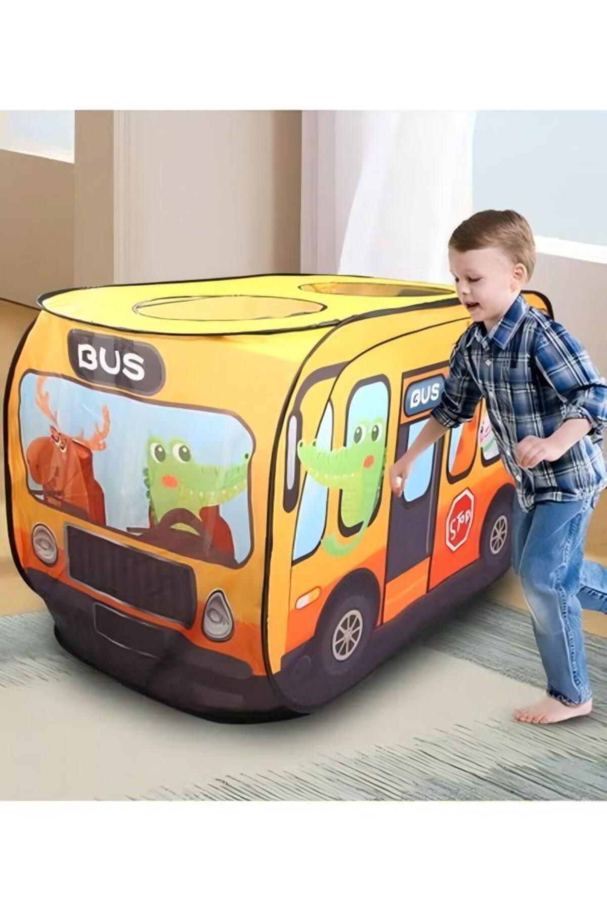 خيمة حافلة صفراء مع حقيبة حمل خيمة داخلية منبثقة للأطفال