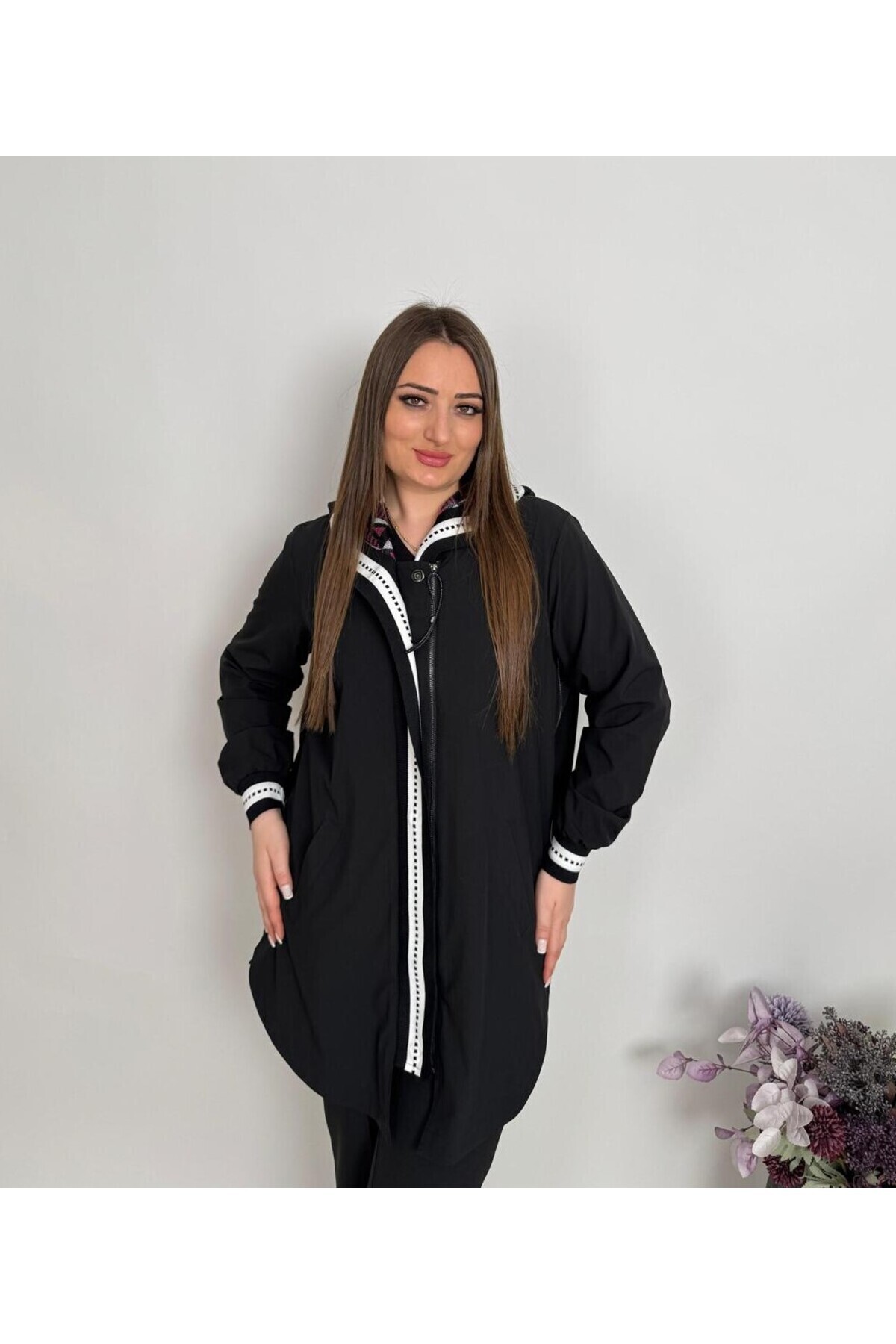 DE WHITES BÜYÜK BEDEN KAPŞONLU TRENÇKOT