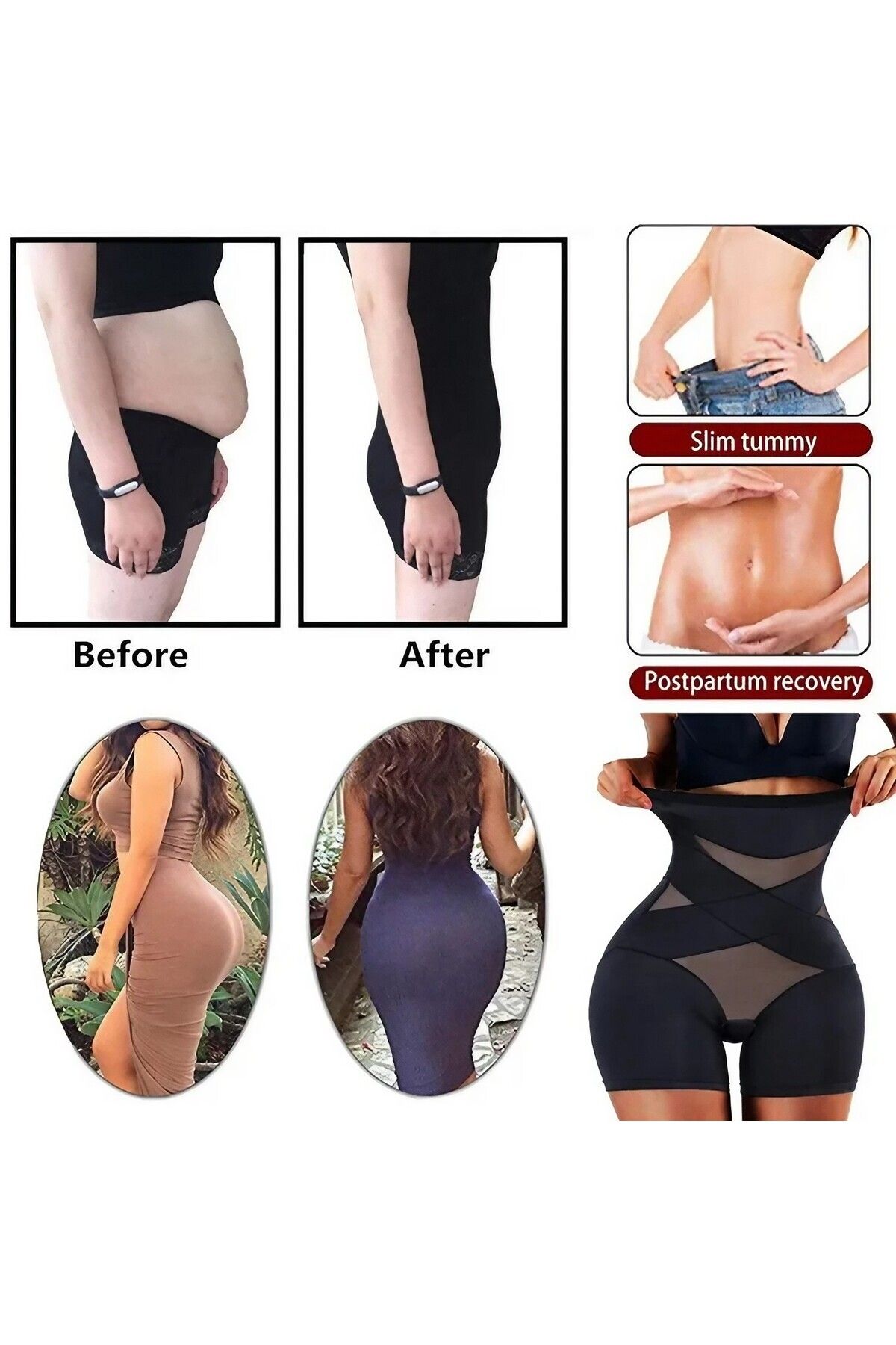 Optim Solution-Lenjerie Modelatoare pentru Abdomen, cu Talie Inalta si Corset, Negru, Push-Up, Marimea M 6