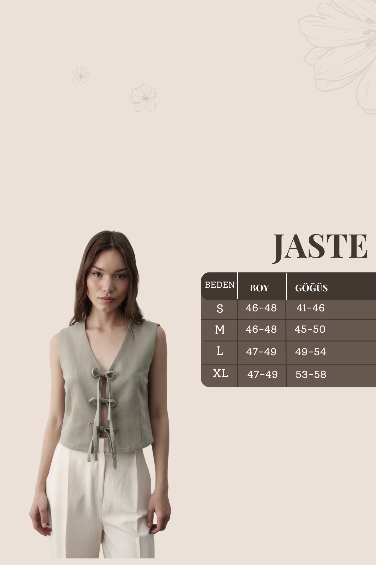 JASTE-Women's Brown Tie-Up Linen Vest 7