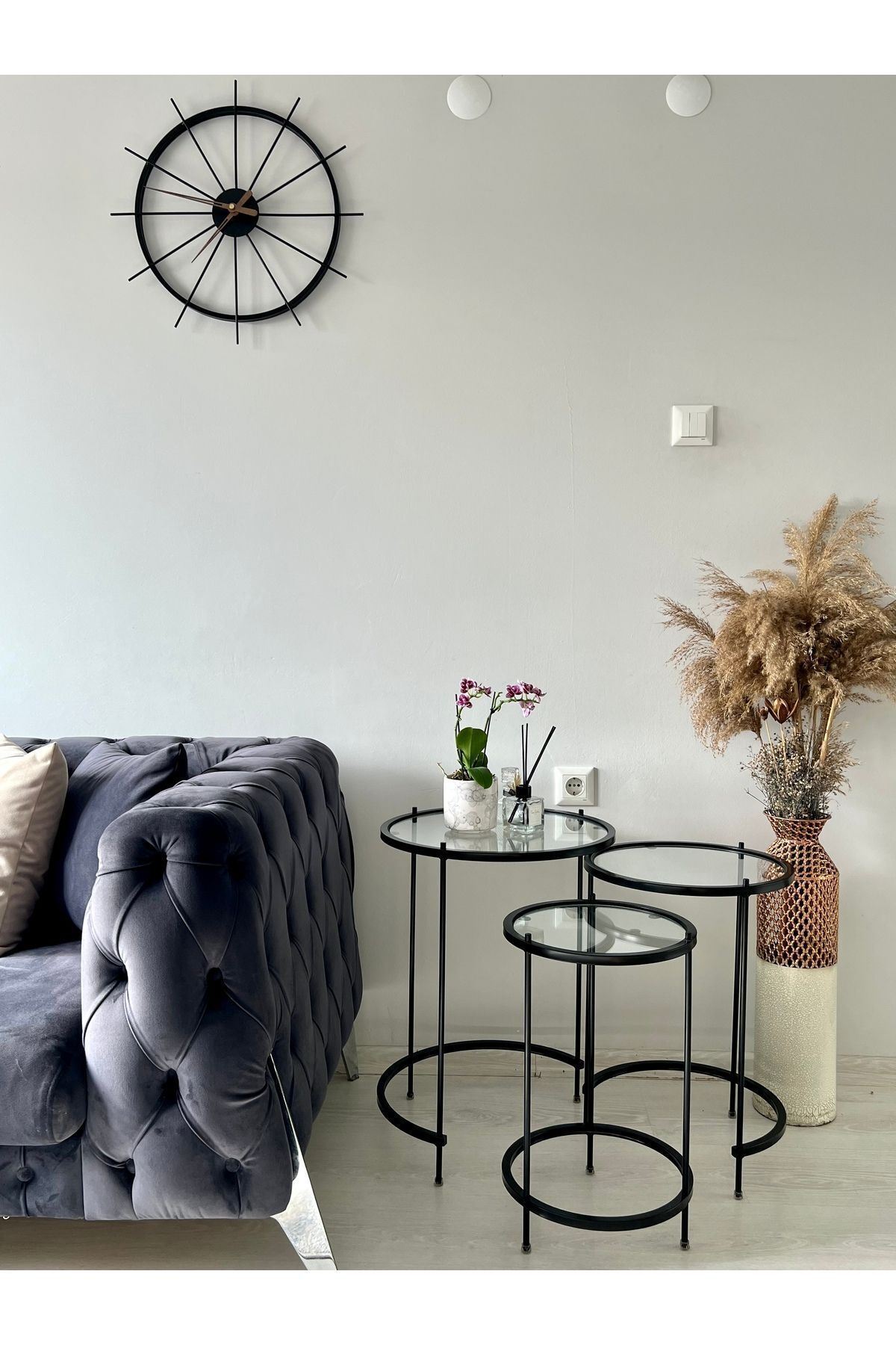 Aybars Black Metal Zigon Coffee Table