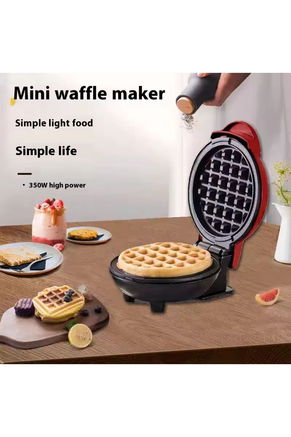 Choice-Red Eu 1pcs Versatile Mini Waffle Maker With A Non-stick Surface For Breakfasts Compact Roaster 3