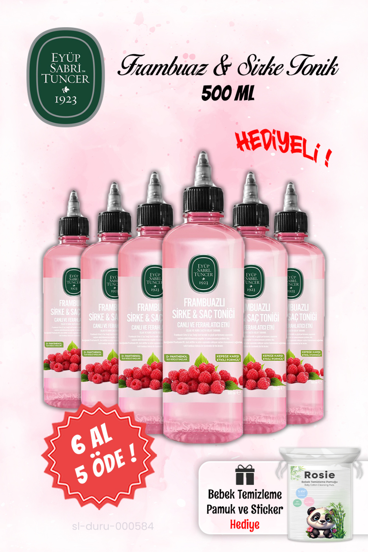 Frambuazlı Sirke & Saç Toniği 500 ml 6 Al 5 Öde Ve Rosıe Pamuk Hediyeli