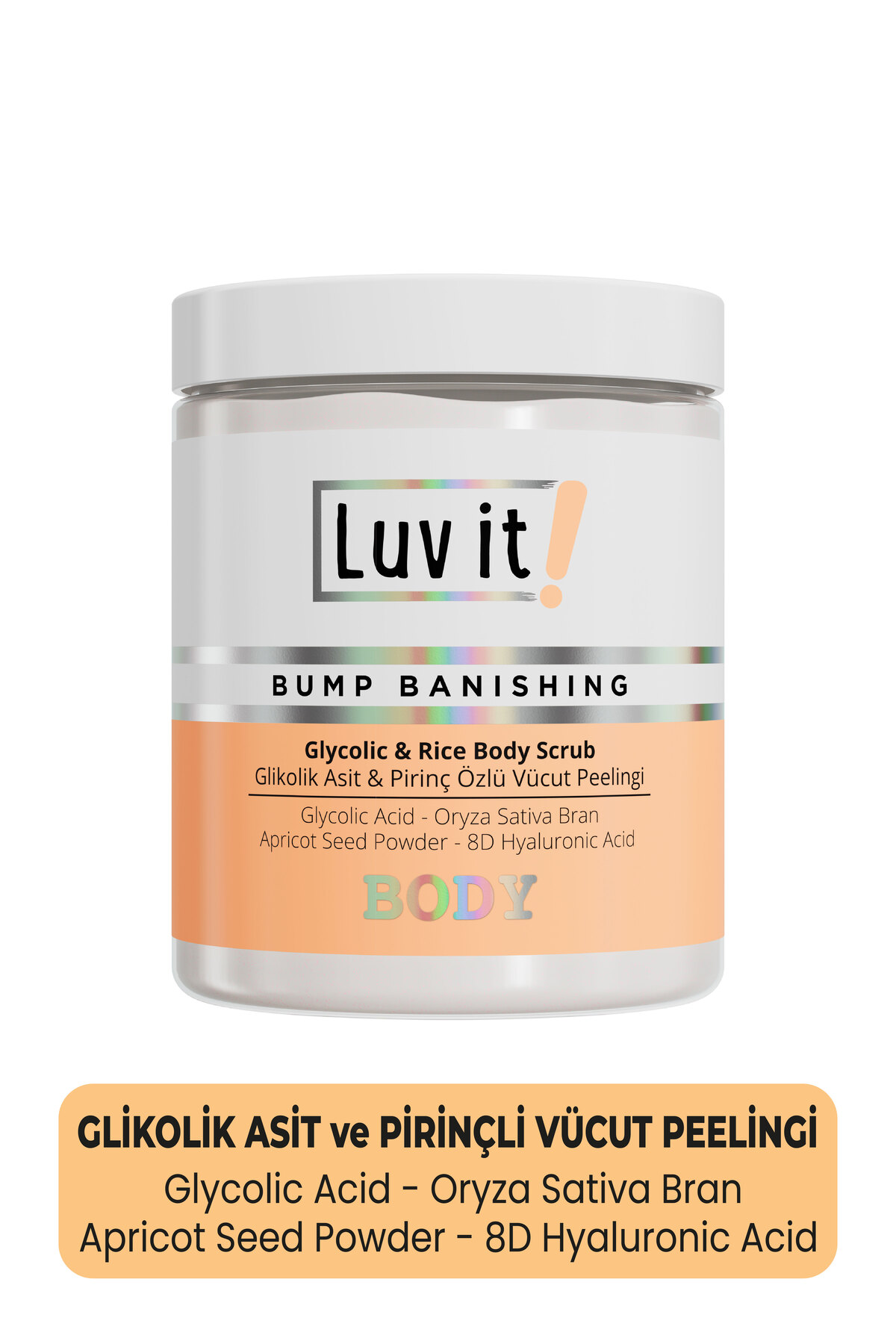 Glikolik Asit Vücut Peelingi - Pirinç Özlü Hyaluronik Asit İçeren Body Scrub 250 ml — L123 — تصویر 6 از 6