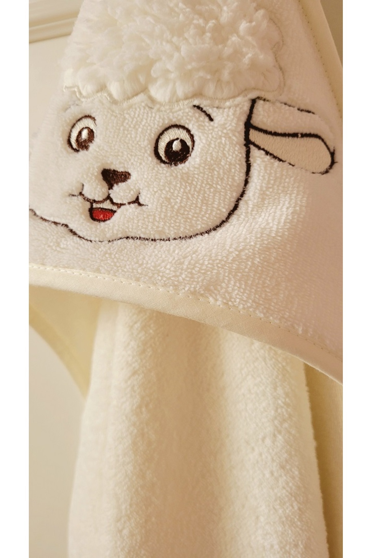 Alpar Tekstil %100 Pamuk Ekstra Yumuşak Kız-Erkek Bebek Banyo Havlu Kundak Ekru/kuzu fotoğrafı 5 (önizleme)