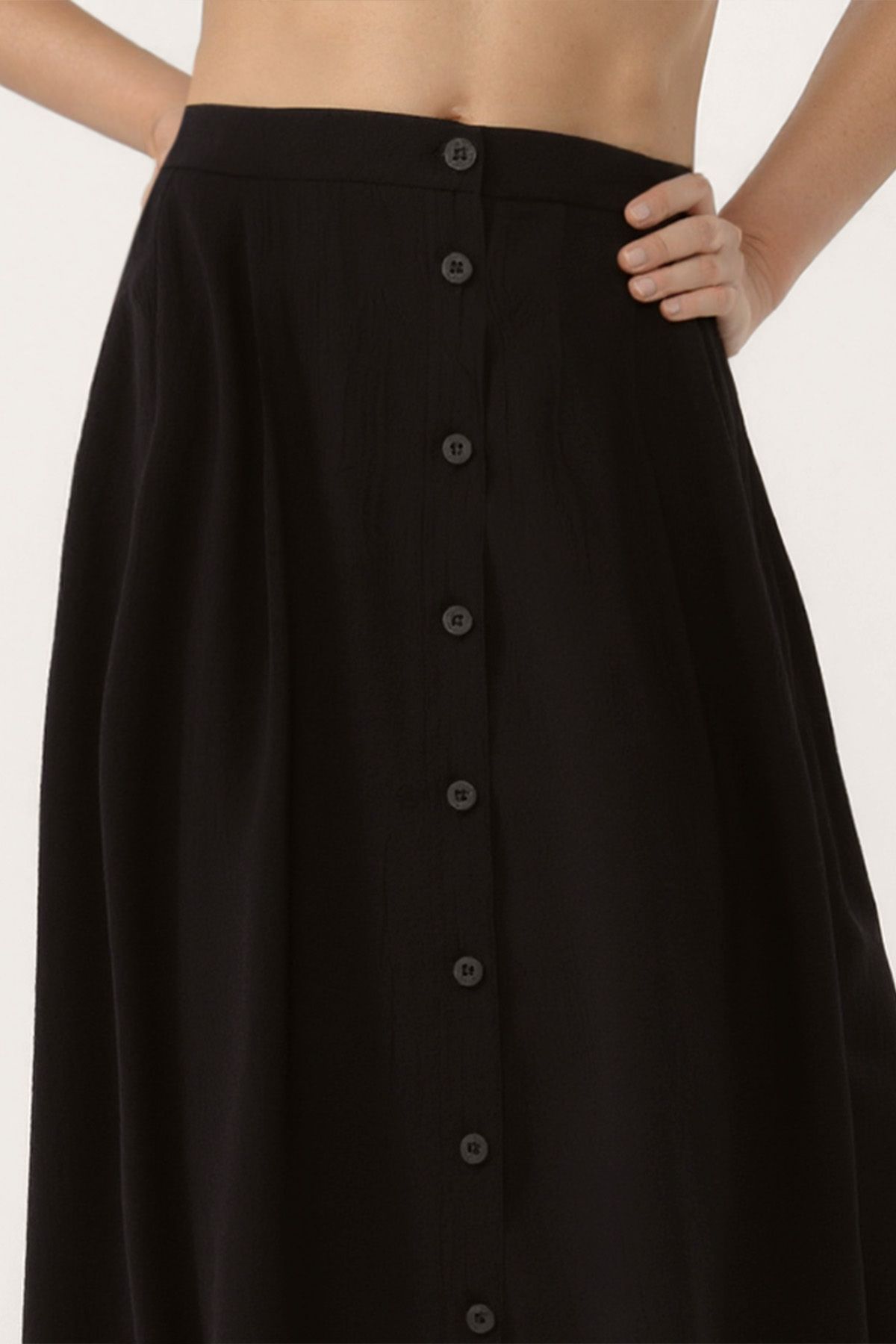 Vitrin-Button Front Midi Skirt 5