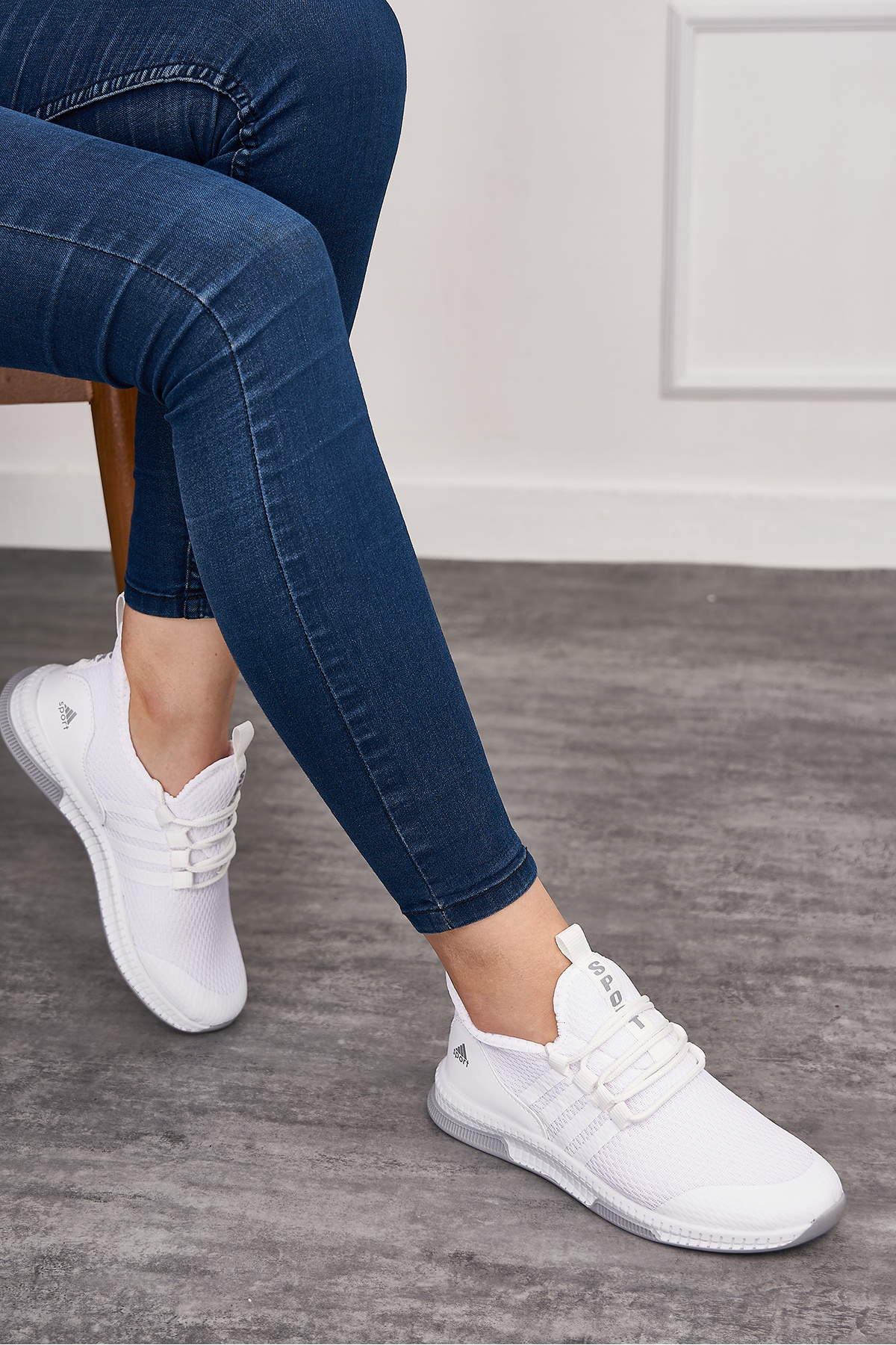 Allyup  Günlük Unisex Beyaz Sneaker Nefes Alabilen Triko Bağcıklı Hafif Spor Ayakkabı 249 - Görsel 3