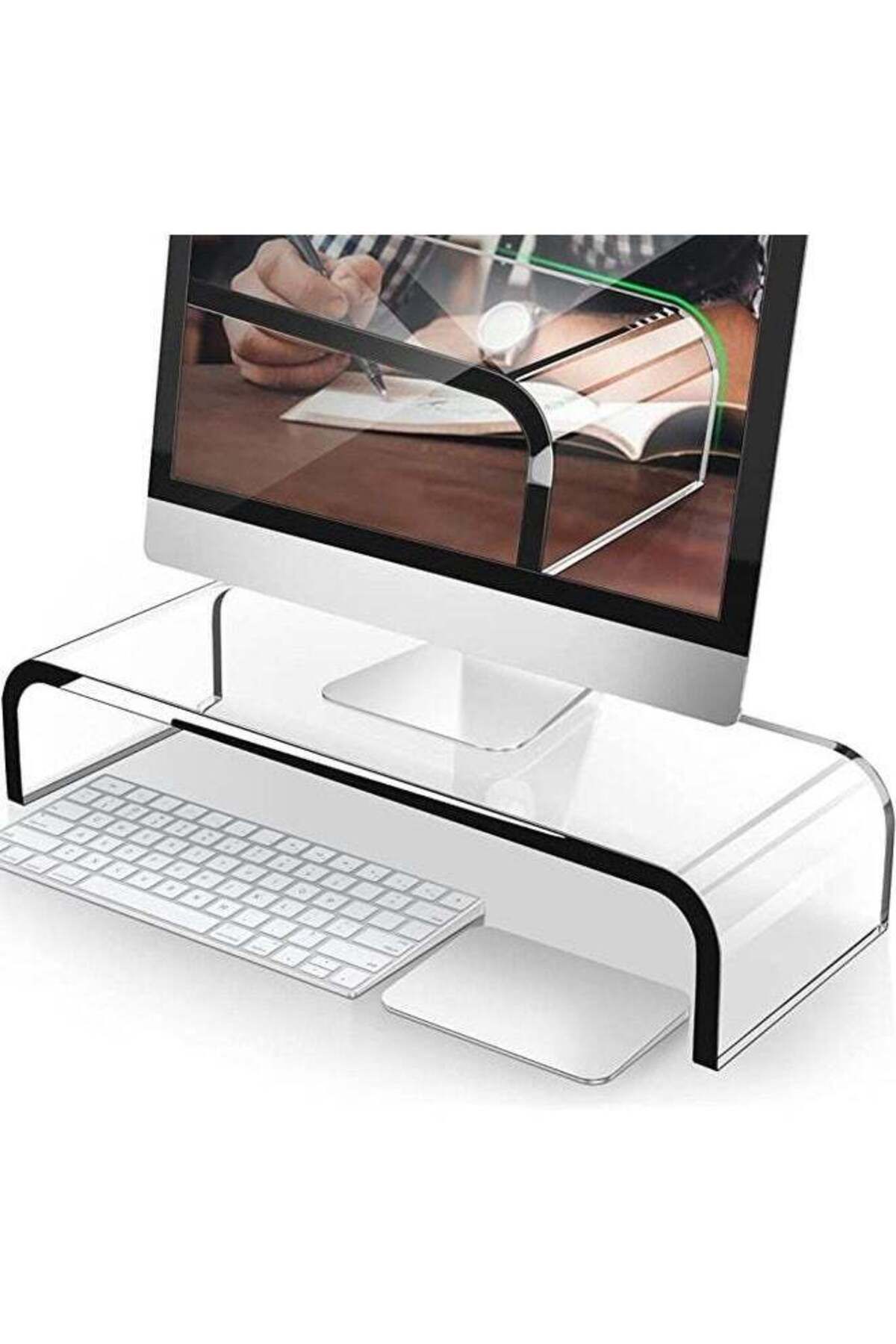 SMARTPOINTS-Premium Acrylic Monitor Stand, Custom Size Monitor Riser/Computer Stand for Home Office Business w/S 8